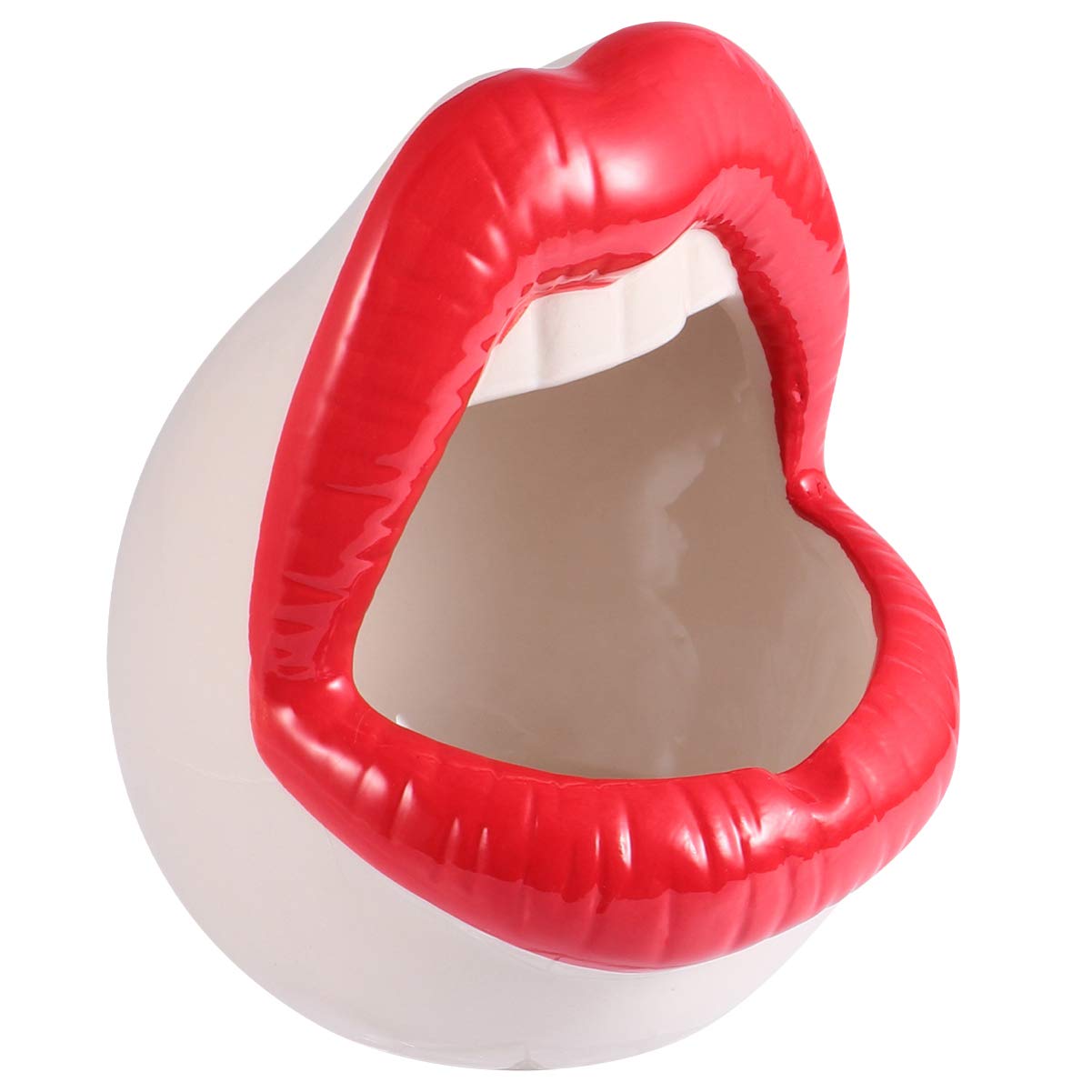 Premium Ceramic Ashtray - Creative Big Mouth Design for Home & Living Room Decor - Red - Ideal for Indoor Smoking Areas, Patios, and Outdoor Gatherings