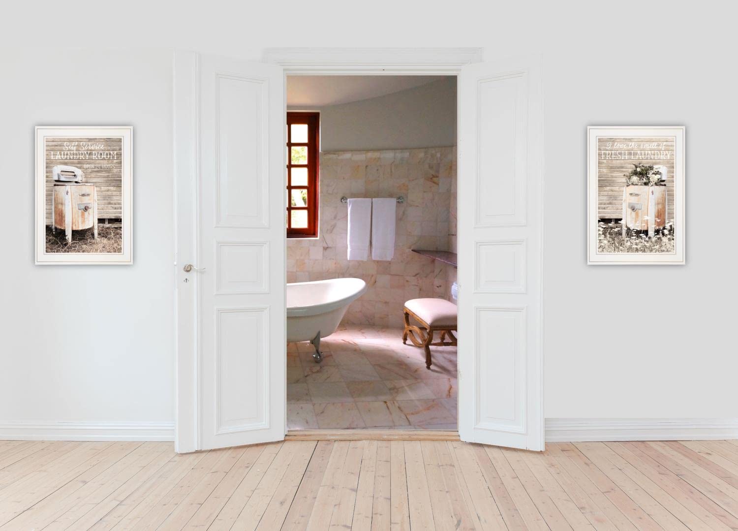 Lori Deiter White Framed 2-Piece Laundry Room Vignette Wall Art Set - Perfect for Laundry Room Decor, Bathroom, or Mudroom Wall Decor