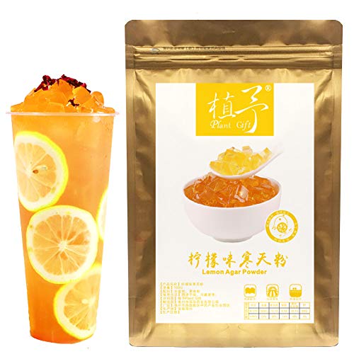 Organic Lemon Flavor Agar Agar Powder - Vegan, Yellow Transparent Kanten Powder for Jelly, Bubble Milk Tea & Desserts (100g/3.52 Oz) | Perfect for DIY Jelly, Pudding, Boba Tea & Vegan Baking