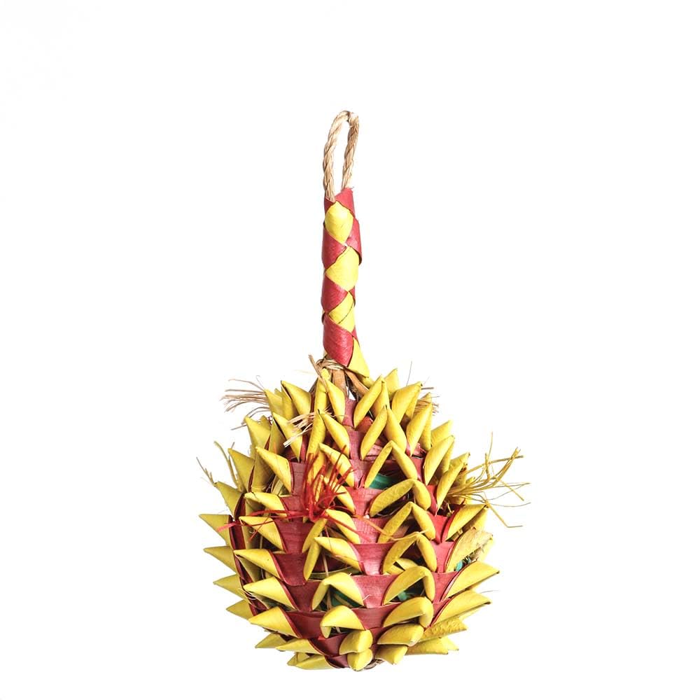 Planet Pleasures Pineapple Foraging Toy for Small Pets - Medium Size Interactive Treat Dispenser for Birds, Hamsters & Rodents - Fun Enrichment Activity for Cage Play