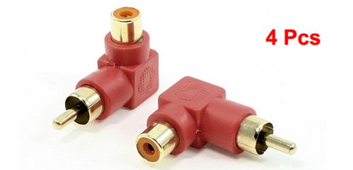 Uxcell 014065 Male to Female Right Angle AV Adapter - 4 Pack - Gold Plated Connectors for Home Theater, Car Audio, and Studio Equipment