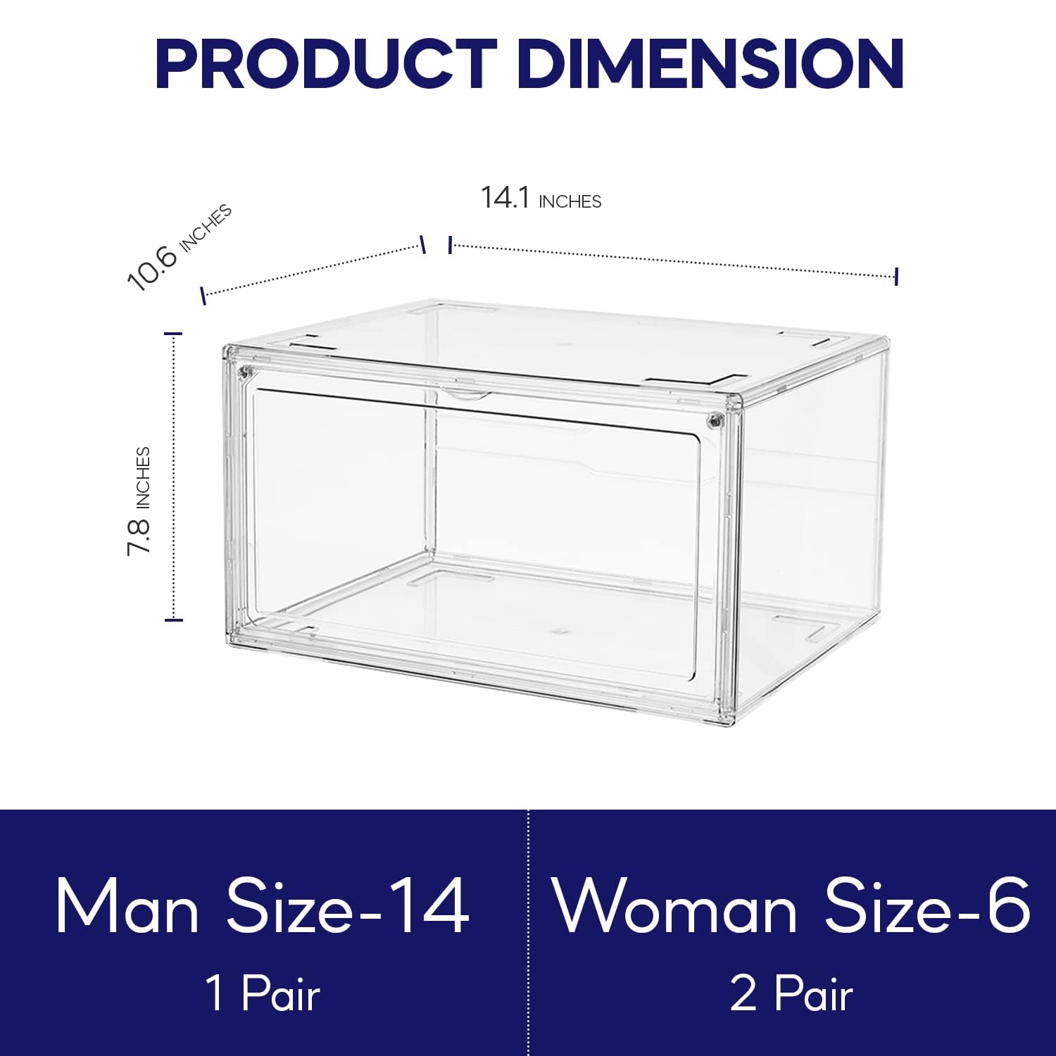 360° Clear Plastic Stackable Shoe Storage Box - Professional Sneaker Organizer for Men Size 14, Boot & Hat Display Case | Perfect for Sneakerhead Collections, Closet Organization & Retail Store Displays