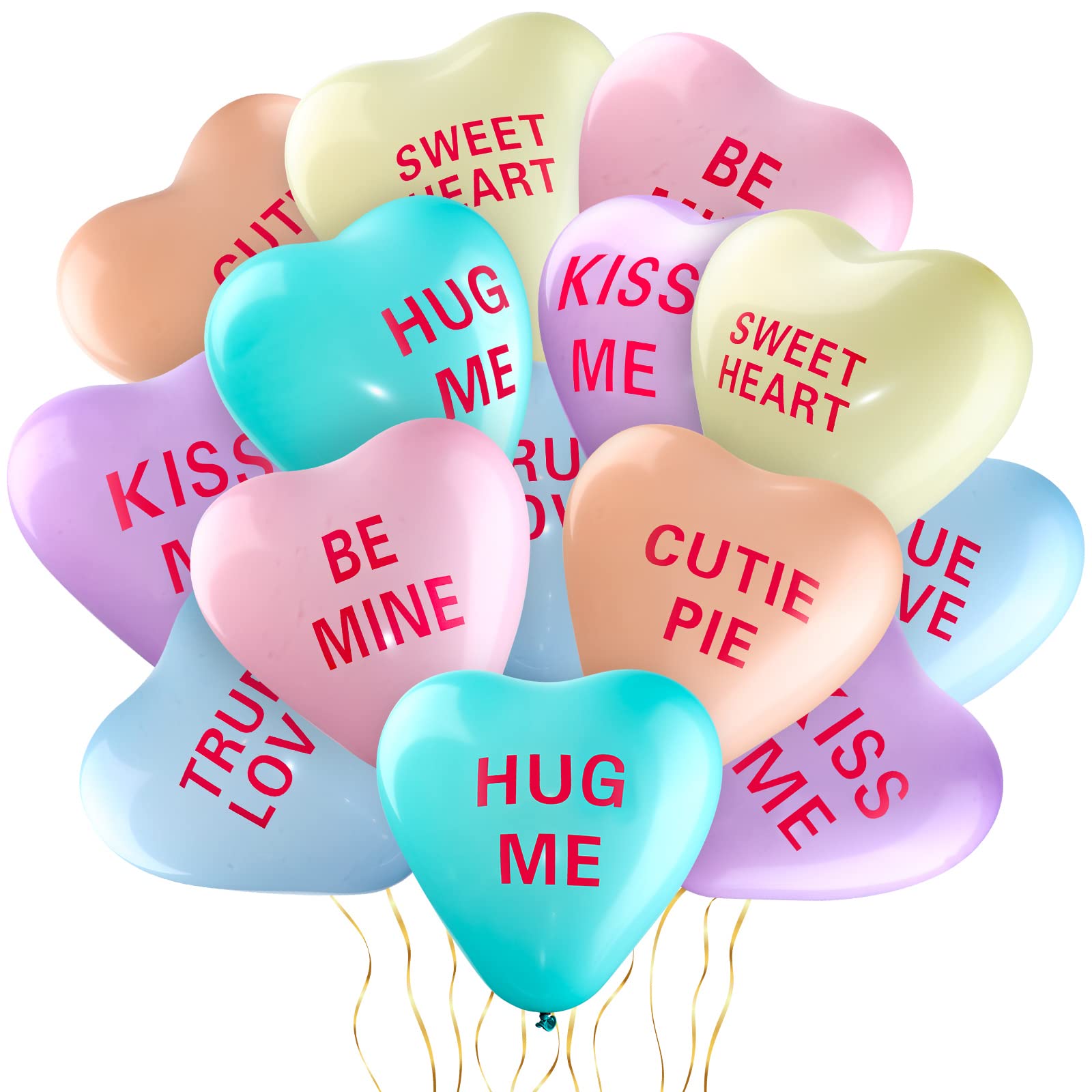 30 Pcs Valentine's Day Heart Balloons 12 Inch - Romantic Latex Conversation Balloons for Wedding, Engagement, Anniversary Party Decorations (Light Colors) - Perfect for Proposals, Bridal Showers & Romantic Celebrations
