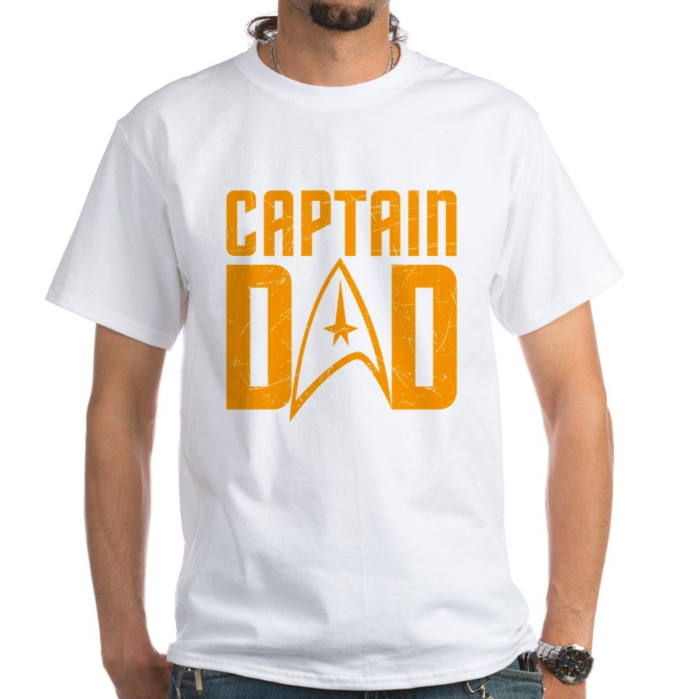 Captain Dad White Cotton T-Shirt | Funny Father's Day Gift | Perfect for Dad's Birthday, Father's Day & Casual Wear