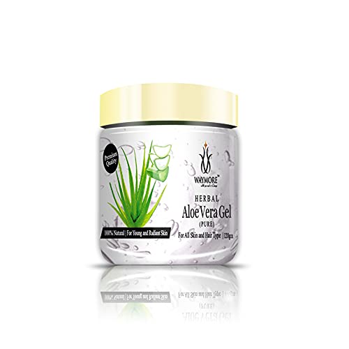 WAYMORE Pure Aloe Vera Raw Gel (120g) - Organic Skin & Hair Care for Acne, Sunburn Relief, Hydration | Multipurpose Beauty Gel for Face, Body & Scalp | Perfect for Sunburn Treatment, After-Sun Care & Daily Moisturizing
