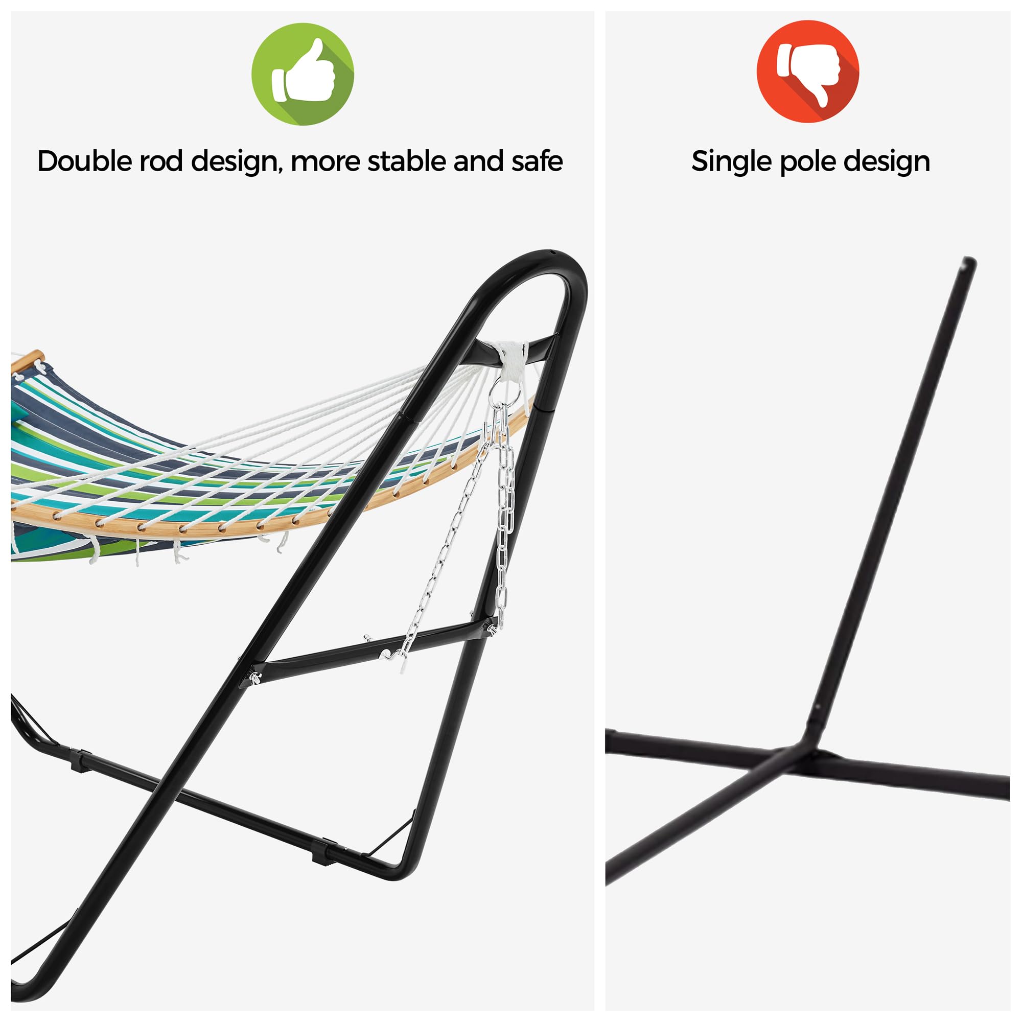 Yaheetech Heavy-Duty Universal Hammock Stand - 9-14.5 Ft Double-Pipe Steel Frame Supports 475 lbs (2-3 People) - Perfect for Backyard, Patio, Beach & Camping Relaxation