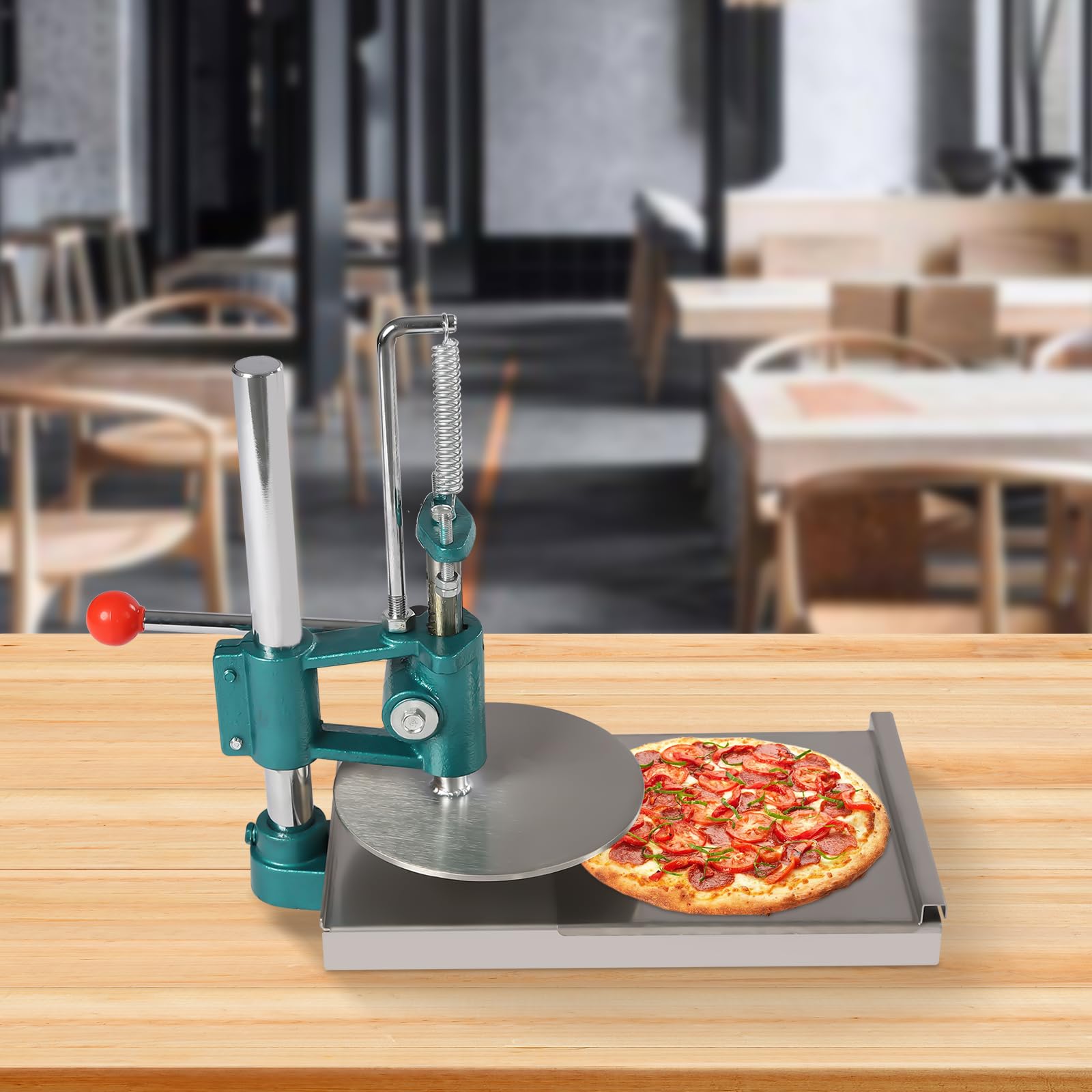 Stainless Steel Manual Dough Press Machine - 7.9 Inch Large Pizza Dough Presser for Pies, Pastry & Bread | Adjustable Thickness | Home & Commercial Kitchen Use | Perfect for Restaurants, Bakeries & Pizza Shops