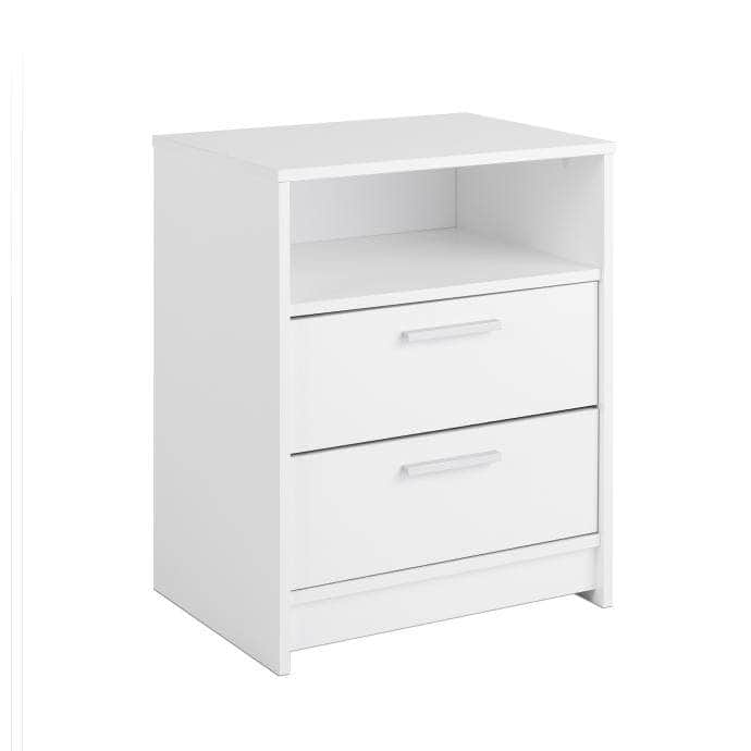 White 2-Drawer Nightstand - Modern Bedside Table for Bedroom, Living Room & Office - Compact Storage Solution with Smooth Gliding Drawers