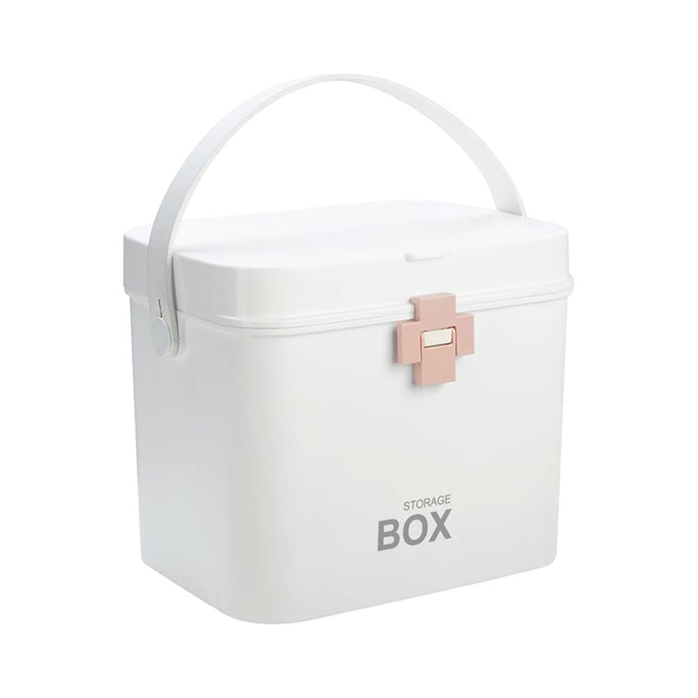 Aaronic 2-Layer Plastic Medicine Organizer with Drawer - Large Capacity First Aid Kit for Family Emergency, Medical & Medicine Storage Box - Perfect for Home, Travel, and Office Use (White)