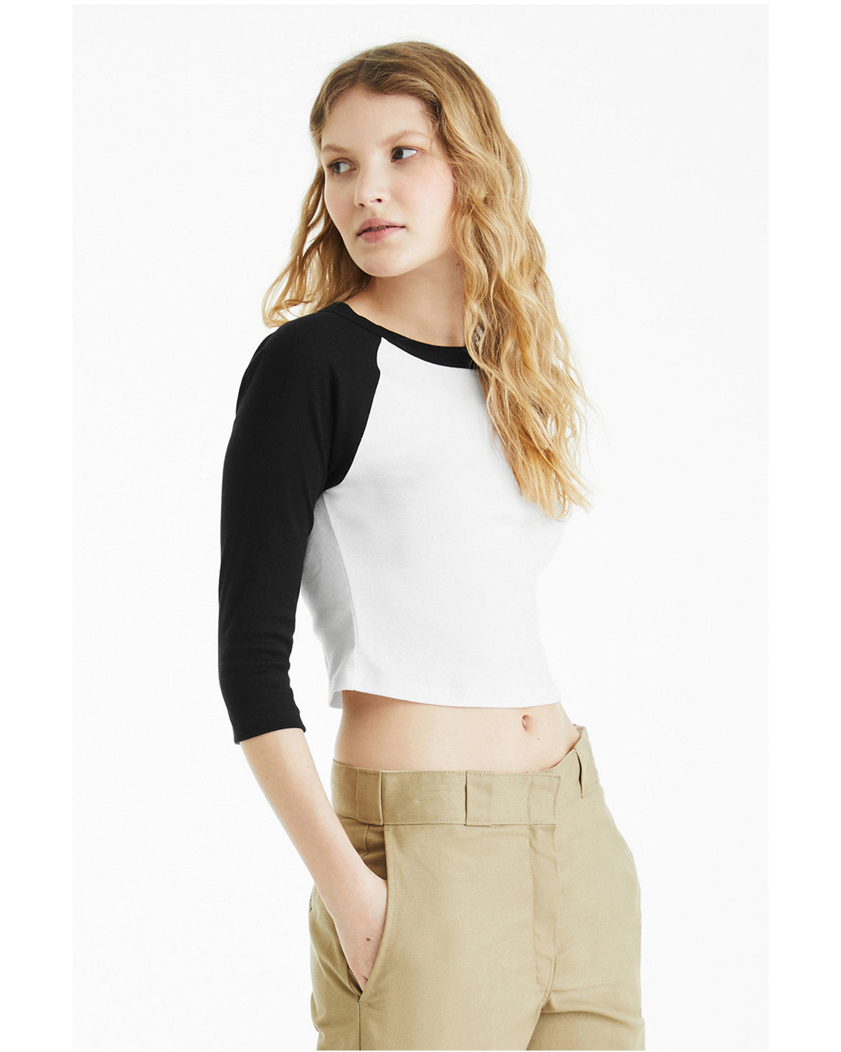 Bella + Canvas 1200 Women's Micro Ribbed 3/4 Sleeve Raglan Baby Tee - Soft Stretch Casual Shirt for Yoga, Lounge & Everyday Wear