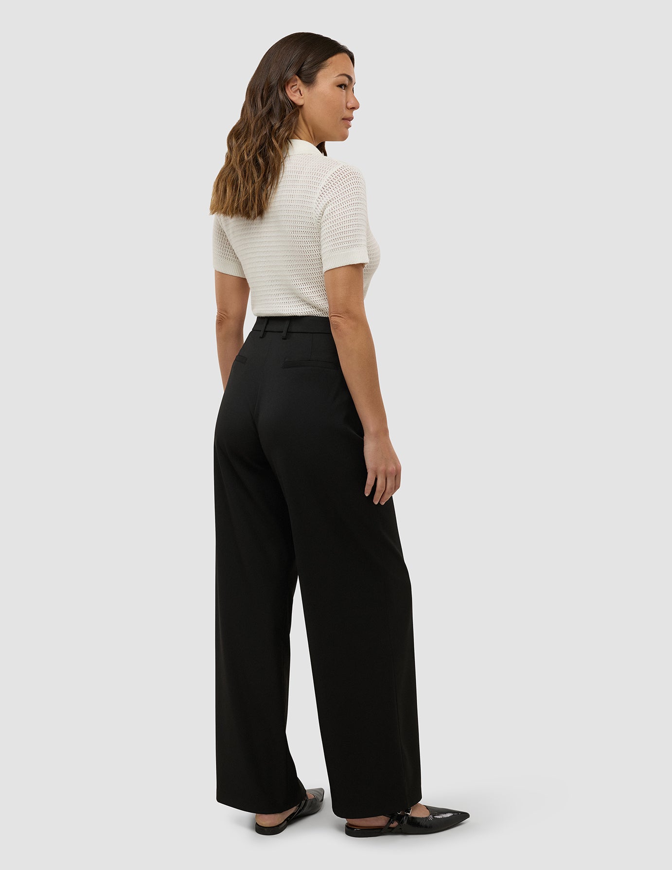 Women's High Waisted Wide Leg Skye Pants - Black Stretch Comfortable Lounge & Work Pants for Casual & Office Wear