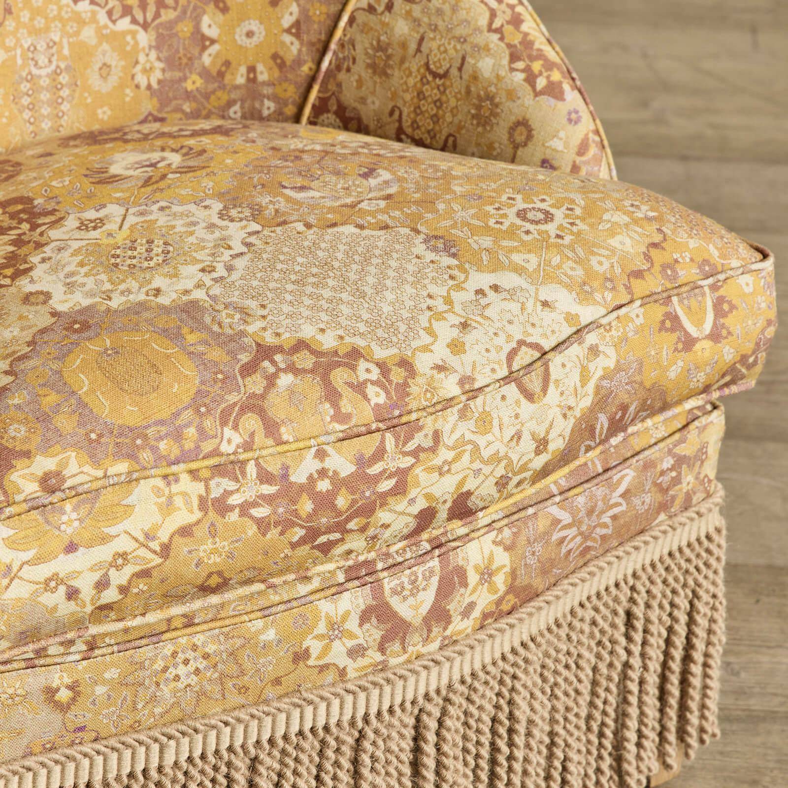 CASPAR Linen Fireplace Pull Up Chair in Ginger - Cozy Reading Nook Accent Chair for Living Room, Bedroom or Office