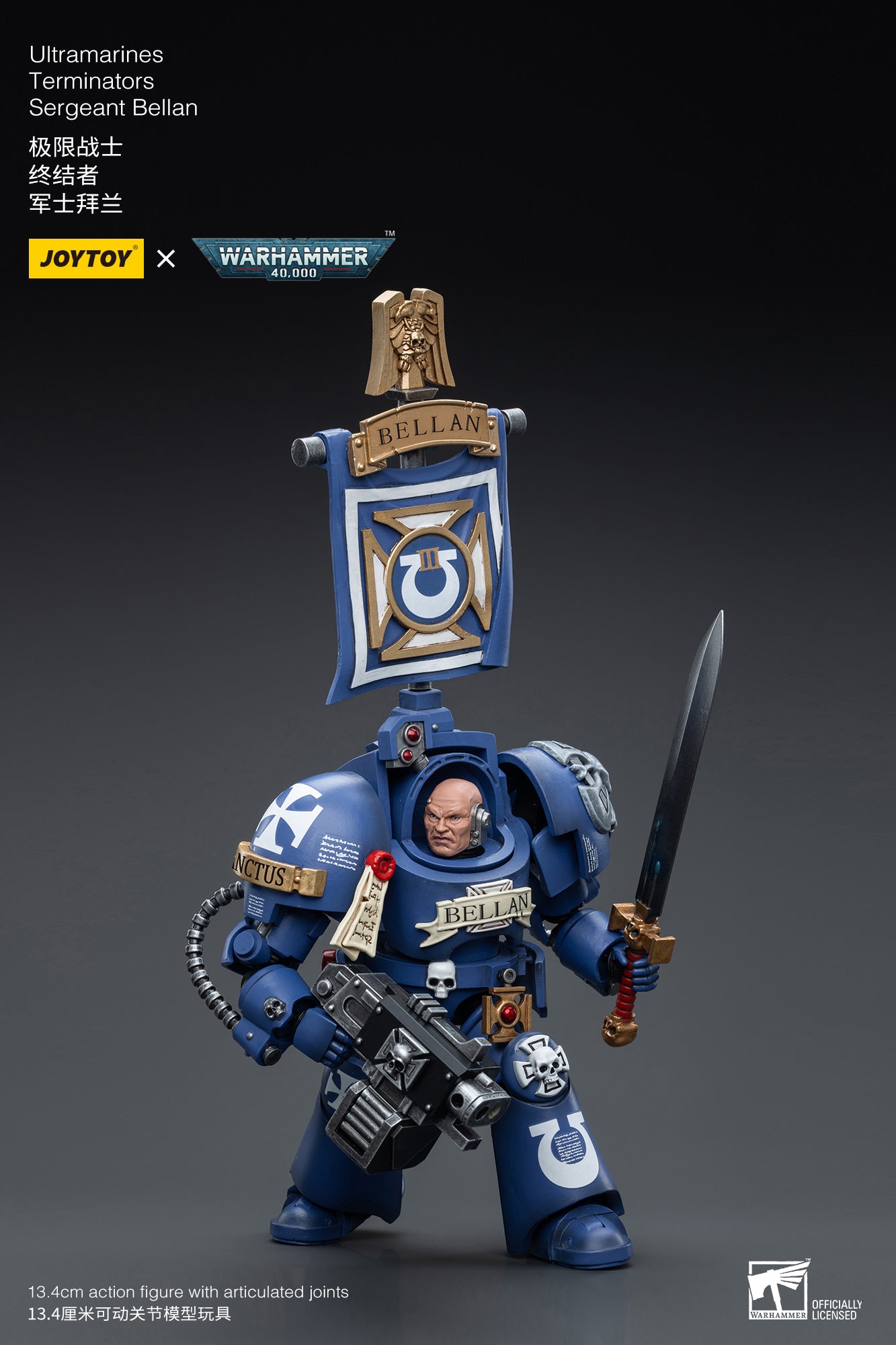 1/18 JOYTOY Warhammer 40K Ultramarines Terminators Sergeant Bellan Action Figure - Collectible Model for Display & Wargaming Scenes