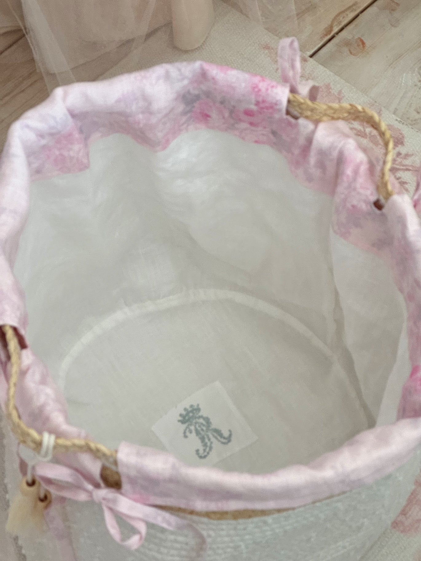 Handwoven Cotton Rope Storage Basket with Floral Ikat Pattern - Eco-Friendly Laundry Hamper for Bedroom, Bathroom & Nursery Organization | Perfect for Clothes, Toys & Home Decor