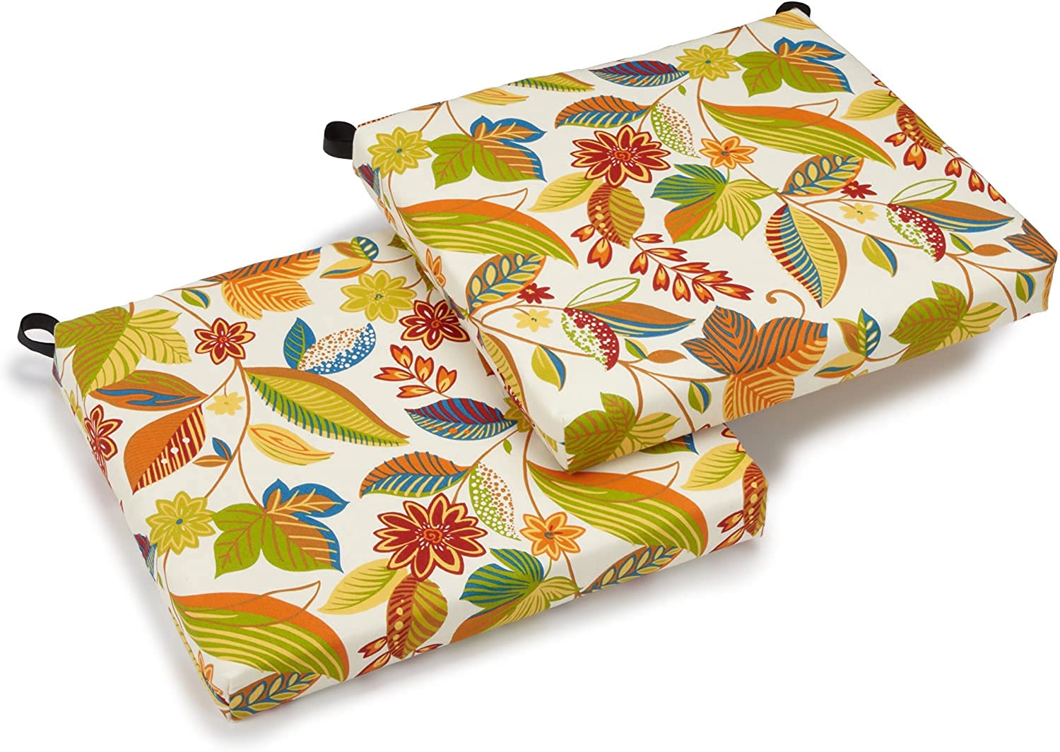 Blazing Needles Outdoor Spun Poly Cushions - All Weather UV Resistant Zippered Patio Furniture Cushions (Set of 2, Pack of 3) - Perfect for Poolside Lounging, Deck Chairs & Outdoor Seating Areas