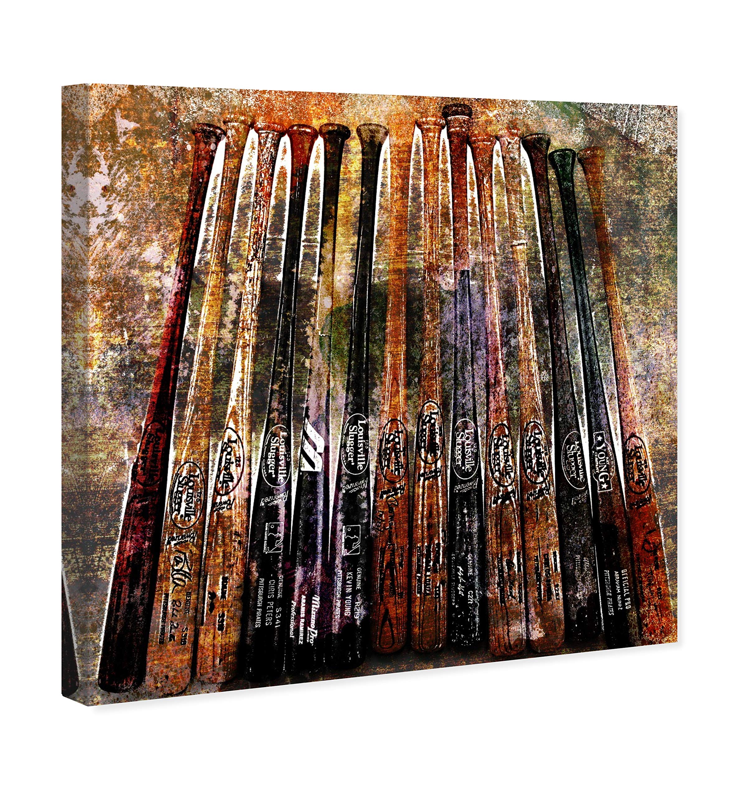 Oliver Gal Artist Co. 'Batstack' Boys Sports Wall Art Canvas Prints - Baseball Themed Home Décor for Bedroom, Game Room & Man Cave