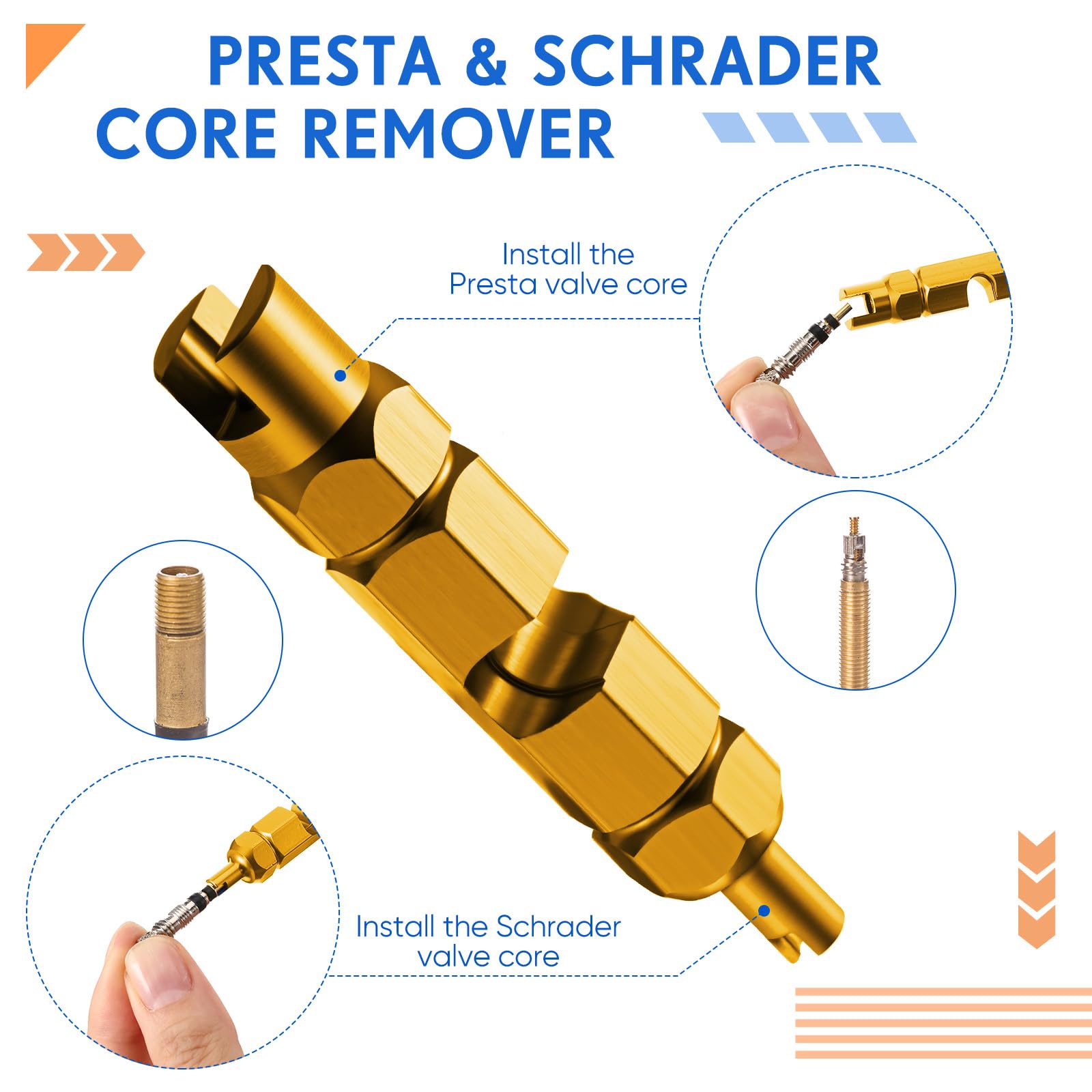 Frienda Valve Core Remover Tool Kit - Bicycle Tire Valve Tightener with 10 Brass Cores for Bike Repair & Maintenance | Perfect for Road Bikes, Mountain Bikes & BMX Tires