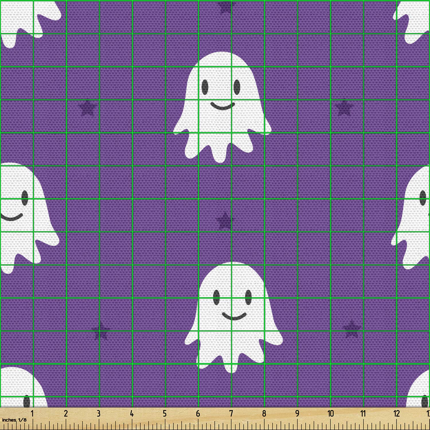Ambesonne Halloween Fabric by The Yard - Spooky Ghost & Stars Print for Upholstery, DIY Crafts & Home Decor | 10 Yards Fuchsia & White | Perfect for Costumes, Table Runners & Party Decorations