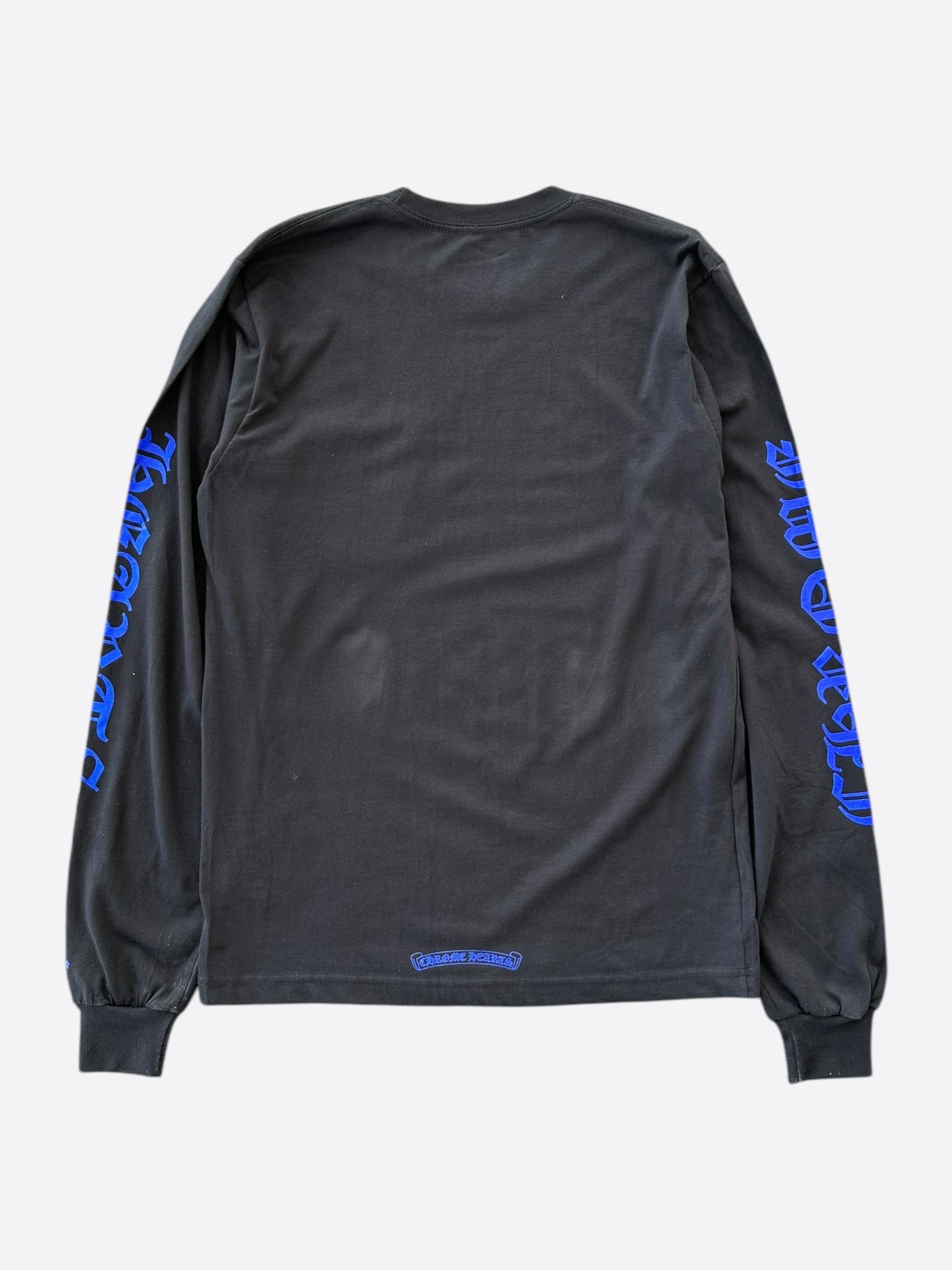 Chrome Hearts Black & Blue Logo Long Sleeve T-Shirt for Men | Trendy Streetwear & Casual Outfits | Perfect for Parties, Concerts & Daily Wear