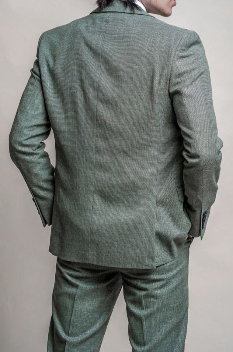 Cavani Miami Men's Sage Green 3 Piece Suit | Slim Fit Business Suit for Weddings, Office & Formal Events