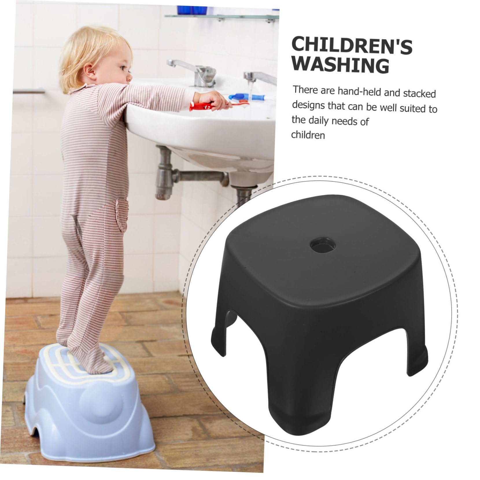 Non-Slip Plastic Step Stool for Adults & Kids - Bathroom Toilet Stool, Toddler Footstool, Household PVC Stool - Perfect for Bathroom, Kitchen, and Home Use