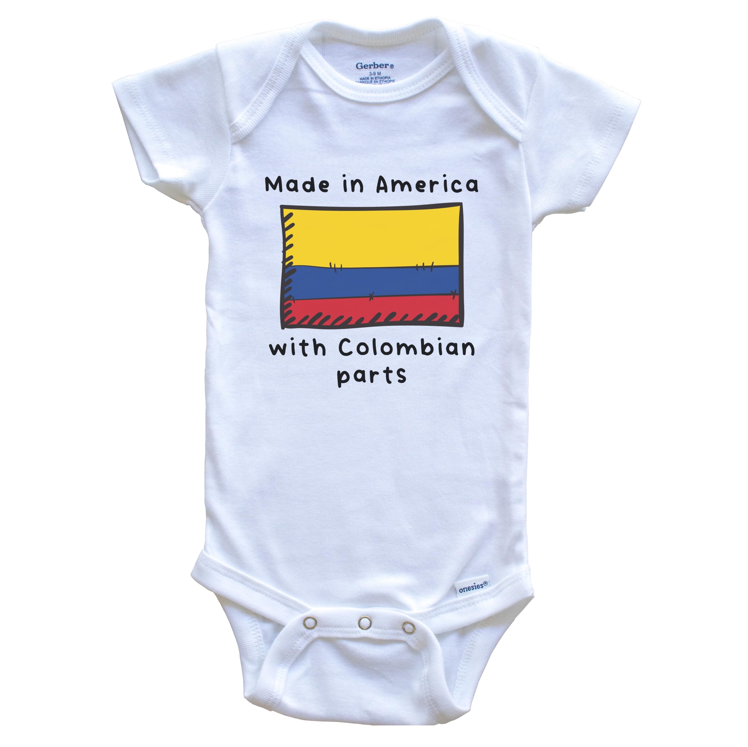 Colombian Flag One-Piece Baby Bodysuit - Made in USA with Colombian Materials | Perfect for Cultural Celebrations & Family Photos