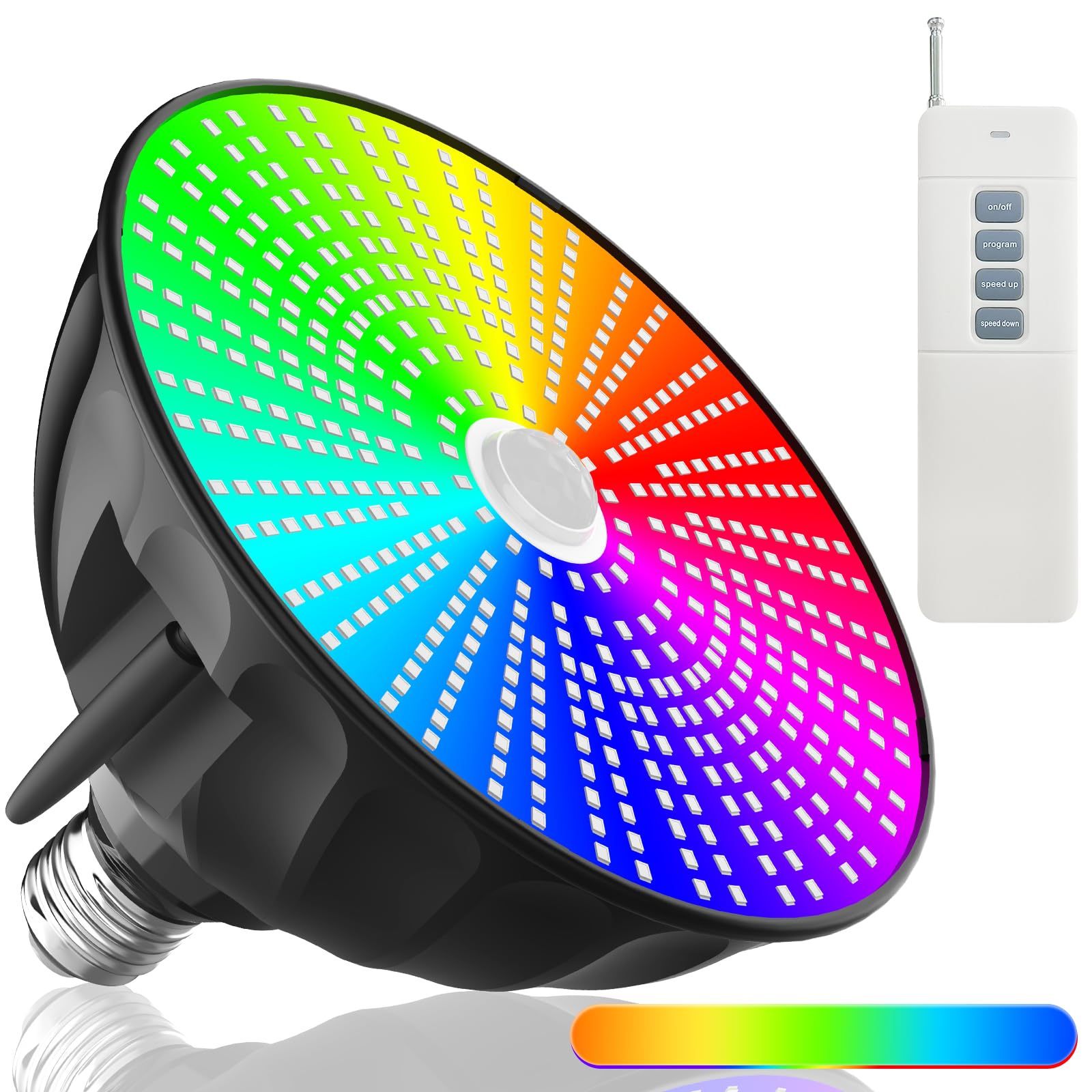 RGB Color Changing LED Pool Light - 120V 65W Underwater Light Bulb with Remote Control, E26/E27 Base for Inground Pools (Compatible with Pentair & Hayward) - Perfect for Night Swimming, Pool Parties & Backyard Decor