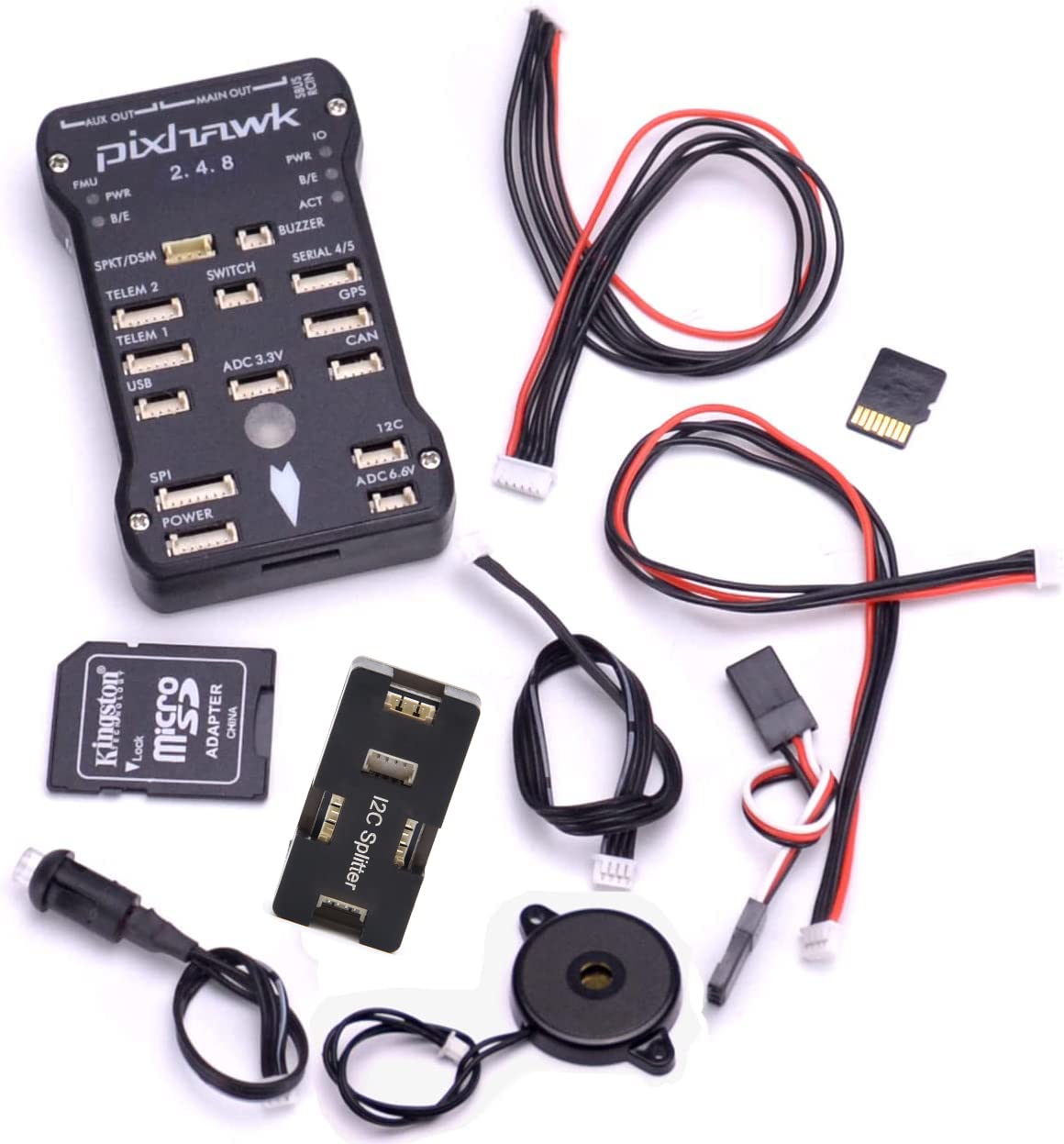 Readytosky Pixhawk PX4 Flight Controller 2.4.8 - 32 Bit Drone Flight Control Board with Safety Switch, Buzzer, I2C Splitter Module & 4GB SD Card - Perfect for DIY Drone Building, UAV Development and RC Aircraft Projects