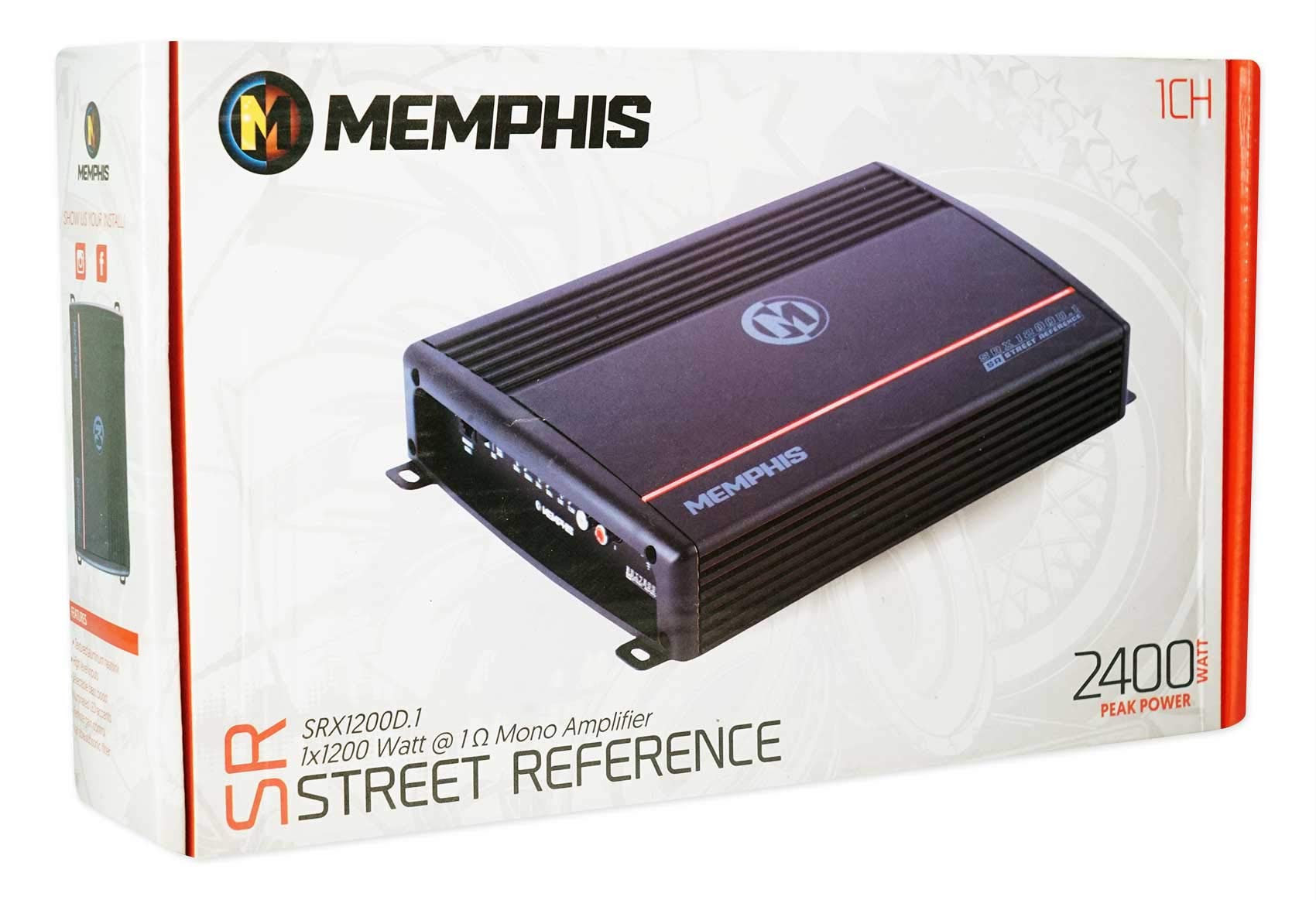 Memphis Audio SRX1200D.1 1200W RMS Mono Car Amplifier with Copper Wiring Kit - High Power 1 Ohm Stable Subwoofer Amp for Car Audio Systems, Bass Boost & Remote Control - Perfect for Truck, SUV, and Vehicle Sound Upgrades