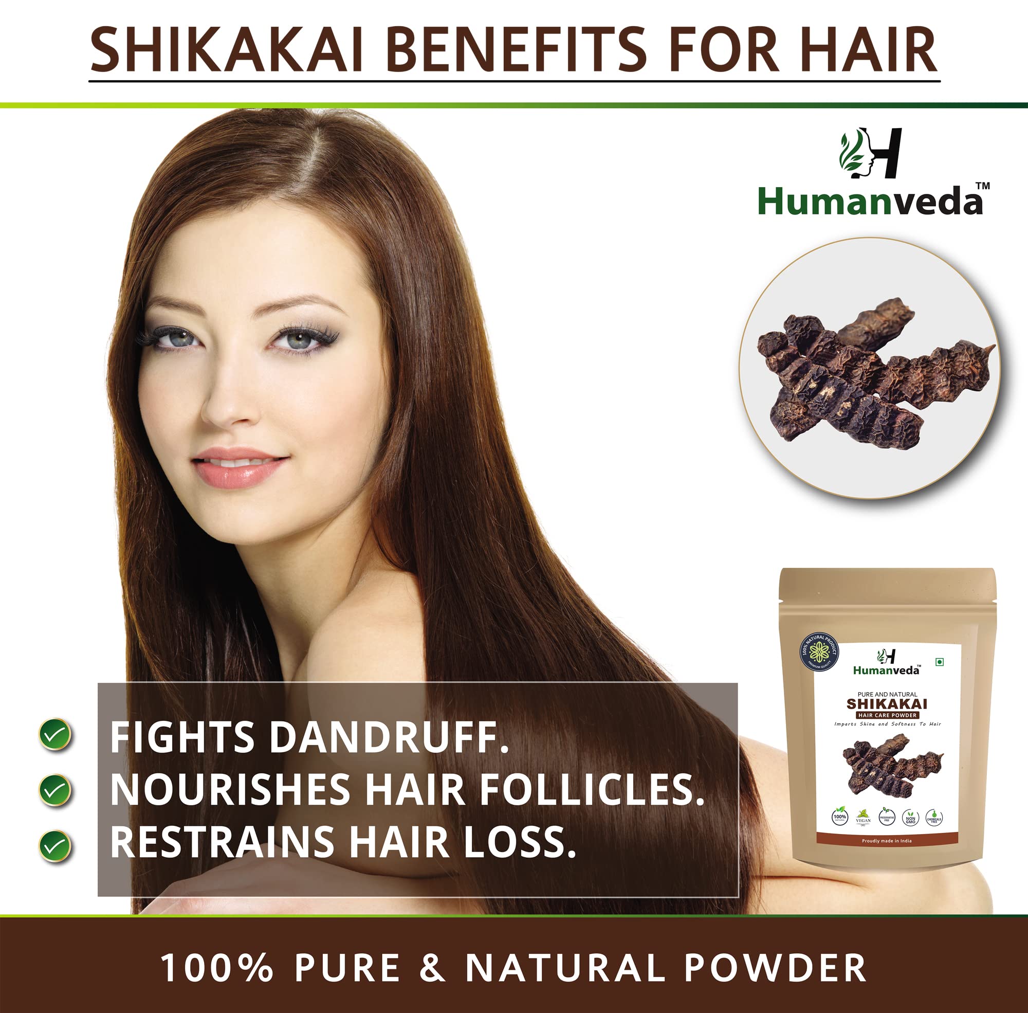 Humanveda Natural Amla, Reetha & Shikakai Powder - 100g Each (Pack of 3) | Herbal Hair Growth Treatment & DIY Hair Mask | Ayurvedic Hair Care Combo for Stronger, Healthier Hair | Perfect for Home Spa & Natural Hair Regimen