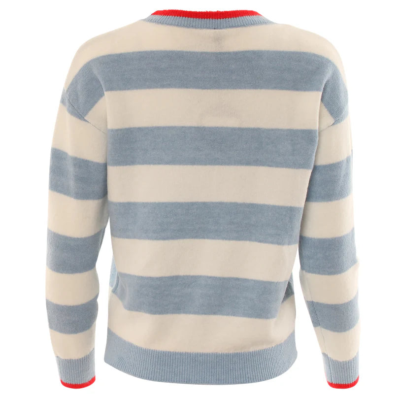 Harlee Blue Stripe Jumper - Women's Casual Knit Sweater for Fall & Winter | Perfect for Office, Date Night and Weekend Outfits