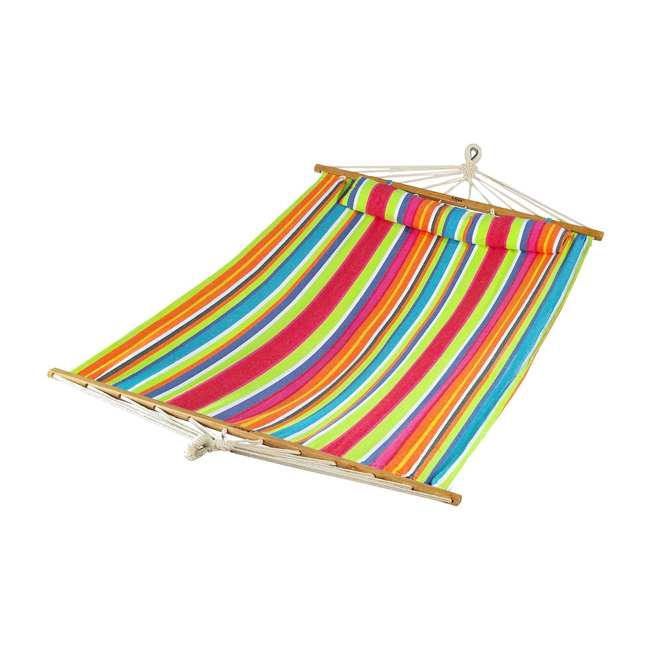Bliss Hammocks BH 404B Caribbean Hammock with Pillow & Hanging Kit - 48 Inch Wide, 265 lb Weight Capacity - Tropical Fruit Pattern - Perfect for Backyard, Beach, Camping & Outdoor Relaxation