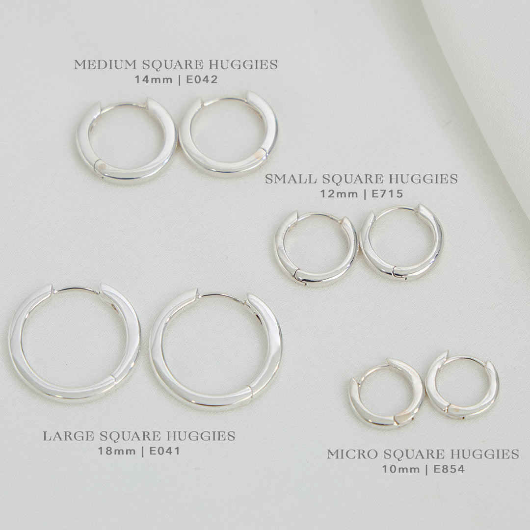 Micro Square Huggie Earrings - Minimalist Gold Hoop Earrings for Women, Tiny Square Huggie Hoops, Dainty Everyday Jewelry - Perfect for Work, Date Night & Casual Outfits