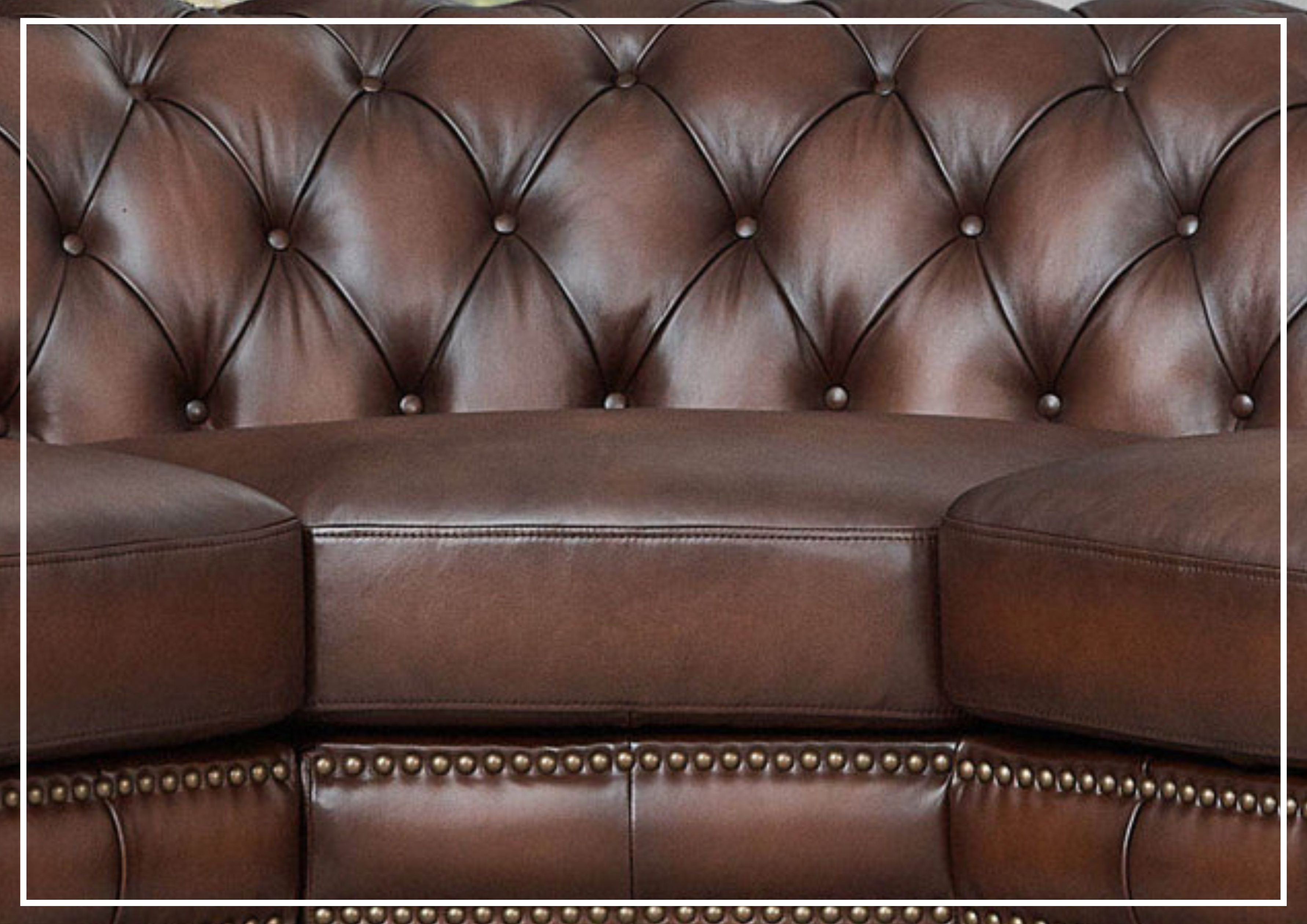 Premium Hydeline Alton Bay Leather Chesterfield L-Shaped Sectional Sofa with Nailhead Trim - Luxurious Living Room Furniture for Home Theater & Entertaining
