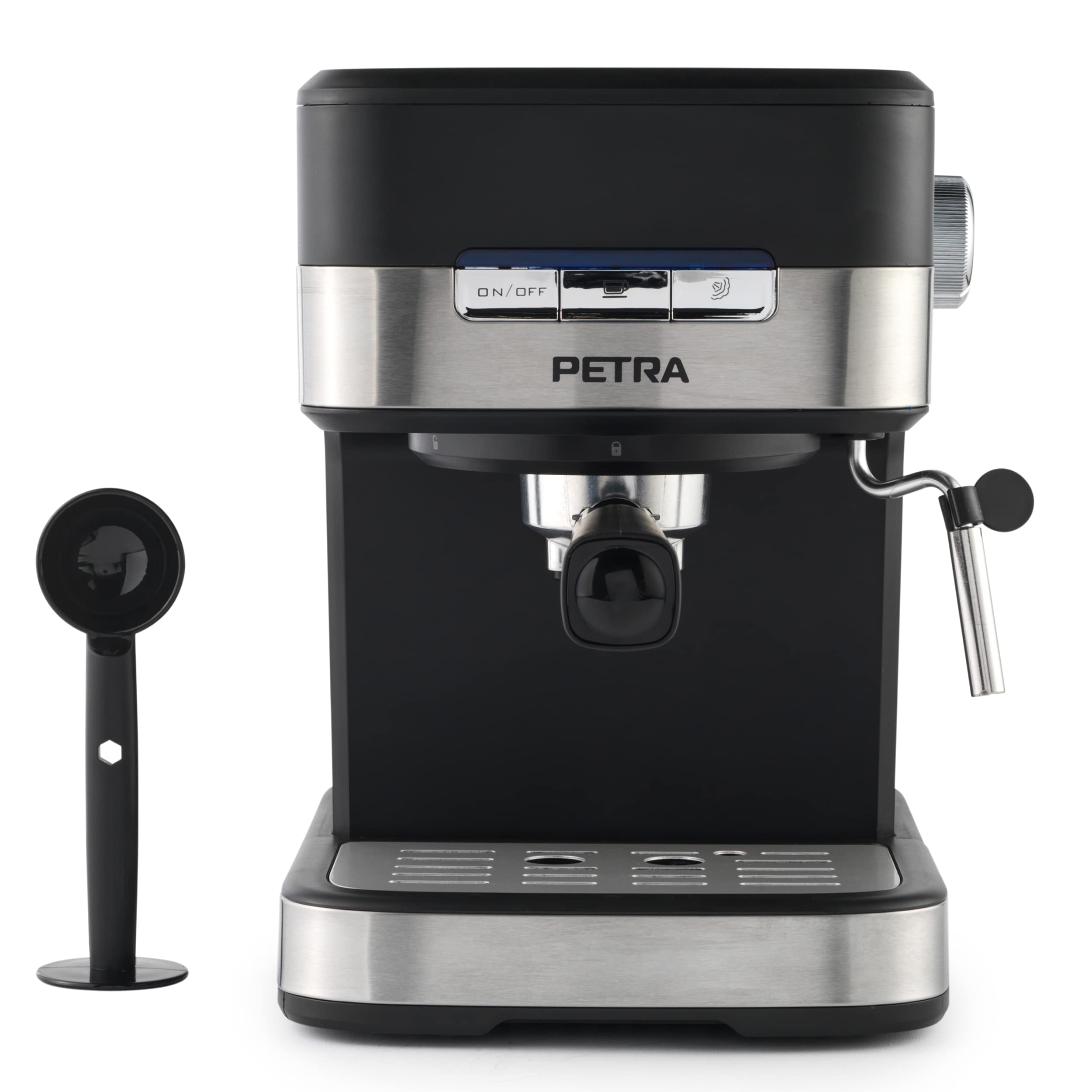 Petra PT4623VDEEU7 Professional Espresso Coffee Machine - Electric Coffee Maker for 1-2 Cups, Cappuccino & Latte - 15 Bar Pump, BPA-Free, Compatible with Ground Coffee - 1.5L Water Tank, 850W - Perfect for Home & Office Use
