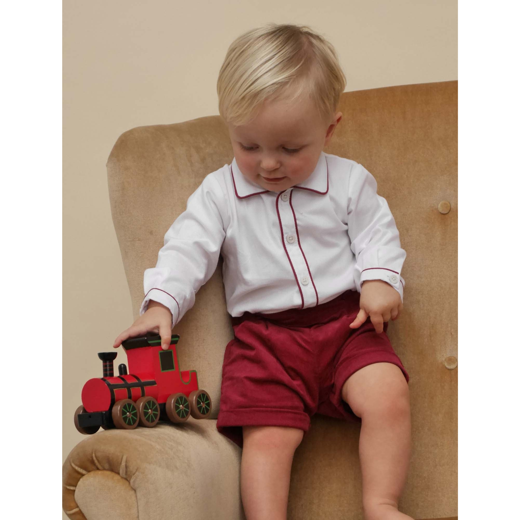 Dark Red Cord Short & Shirt Set for Men - Comfortable Cotton Blend Lounge Outfit - Perfect for Casual Wear, Home Relaxation, and Weekend Outings