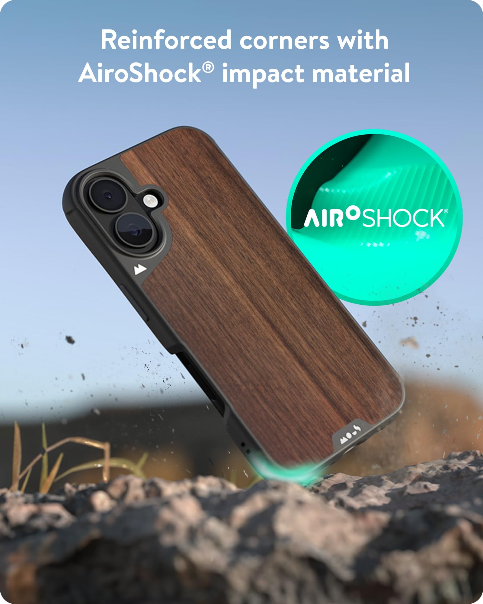 Mous Limitless 6.0 iPhone 16 Case with MagSafe - Premium Walnut Wood Protective Shockproof Cover - Perfect for Outdoor Activities, Travel & Everyday Use
