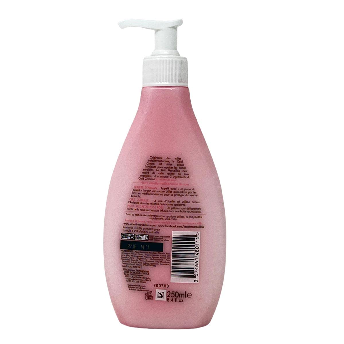 Le Petit Marseillais Milk Cold Cream with Argan Butter & Beeswax - 250ml | Nourishing Body Lotion with Rose Petal Oil for Dry Skin | Perfect for Daily Moisturizing & Nighttime Skincare Routine