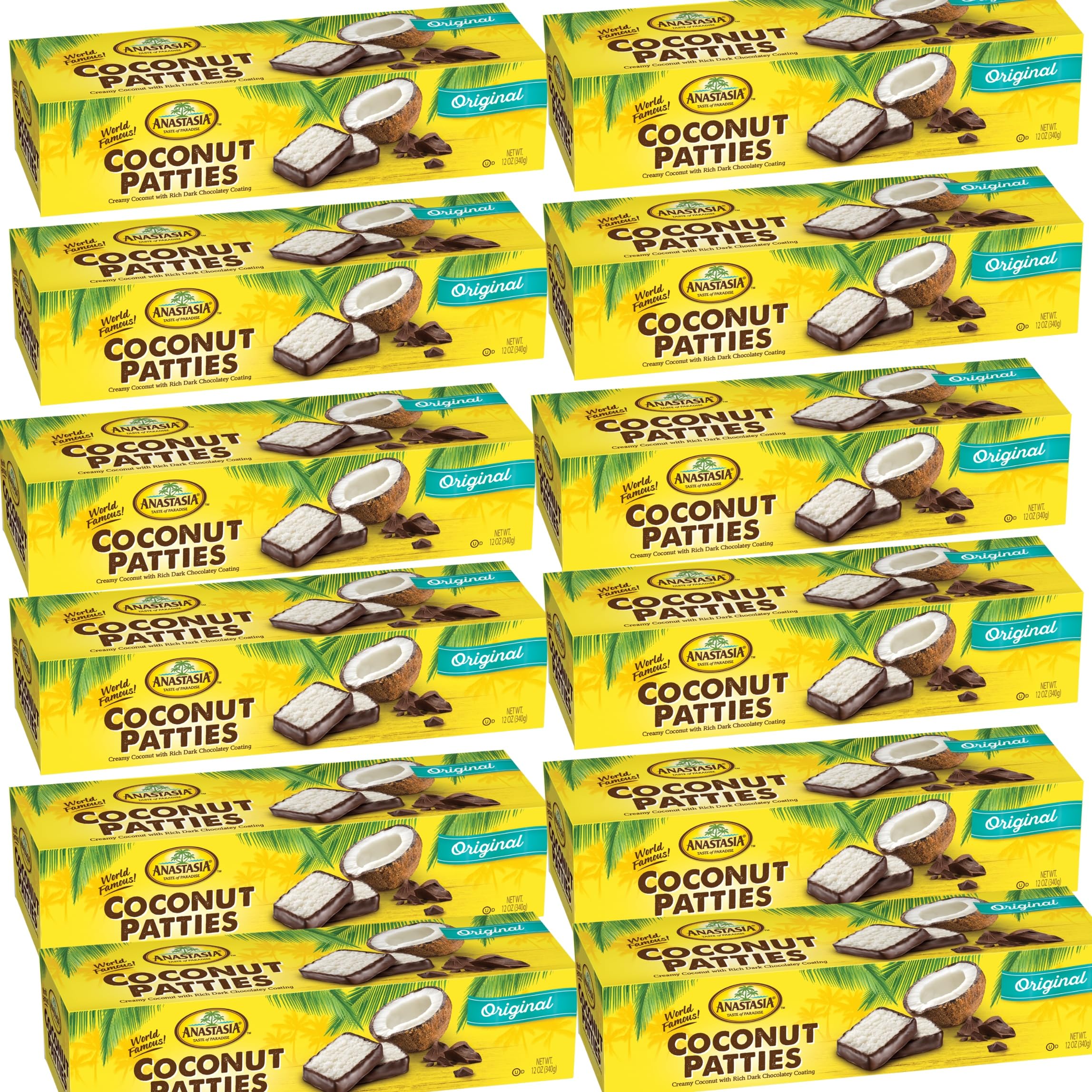Anastasia Confections Original Coconut Patties with Chocolate - 12 Pack | Florida Coconut Candy | Perfect for Gifts, Parties & Snacking
