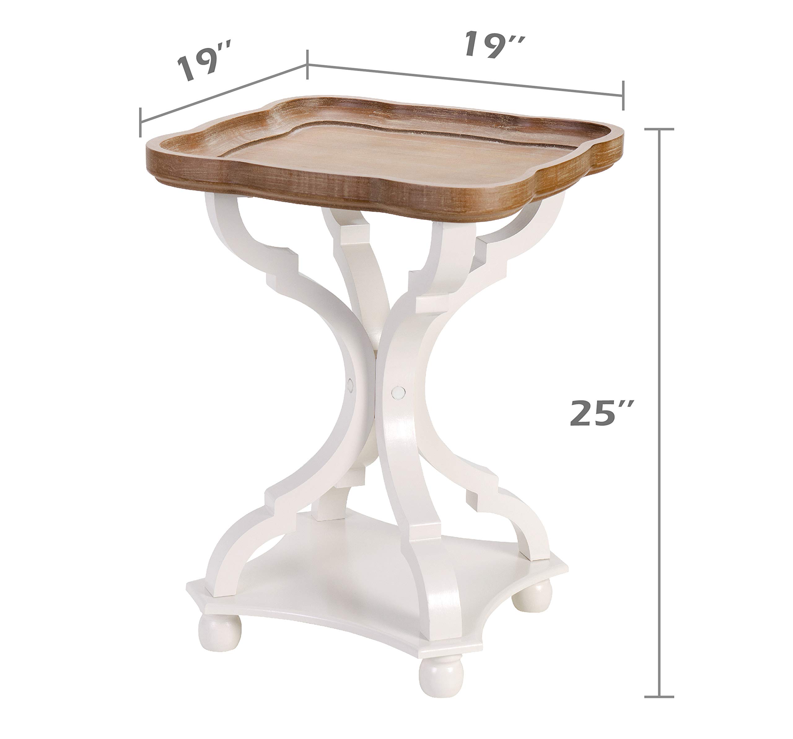 LONYKE Farmhouse End Table - Rustic Accent Side Table with Natural Tray Top, Handcrafted Finish, Modern White Nightstand for Living Room, Bedroom, or Dining Room - Perfect for Cozy Family Spaces