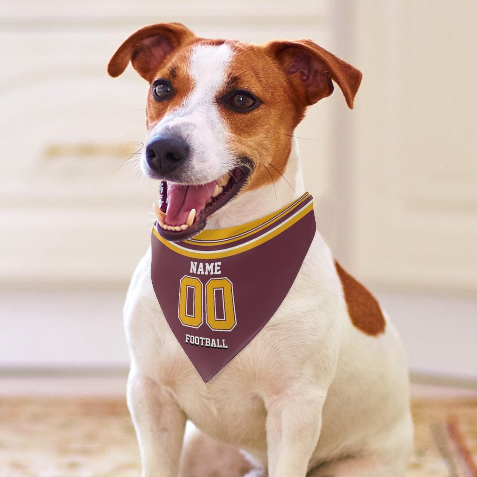 Custom Personalized Pet Bandana with Name & Number - Football Style Dog Scarf for Small & Large Dogs - Perfect for Game Day, Sports Fan Gifts & Pet Fashion Accessories