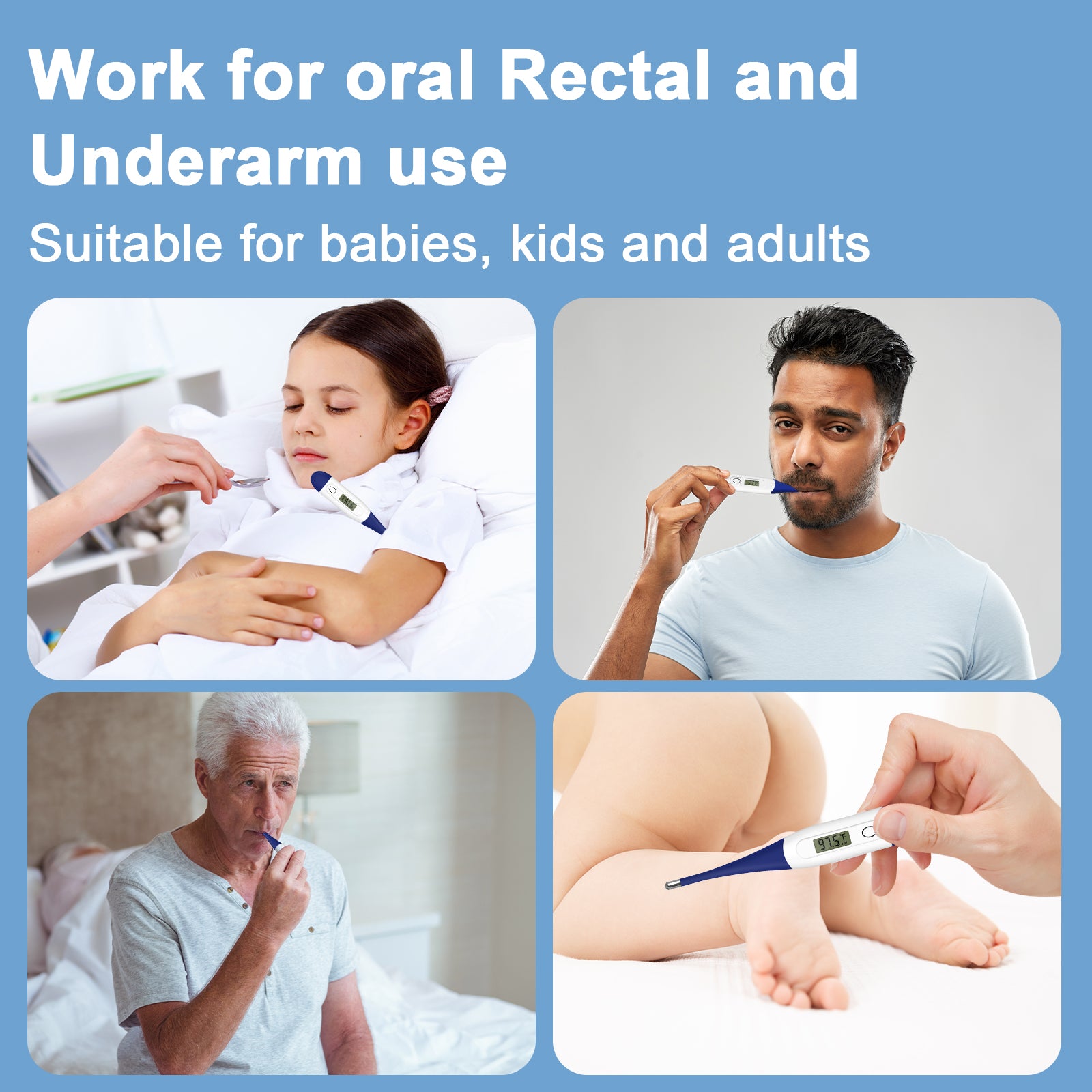 Fast & Accurate Digital Oral Thermometer for Adults & Kids - LPOW 10-Second Fever Thermometer - Perfect for Home, Travel, and Medical Use