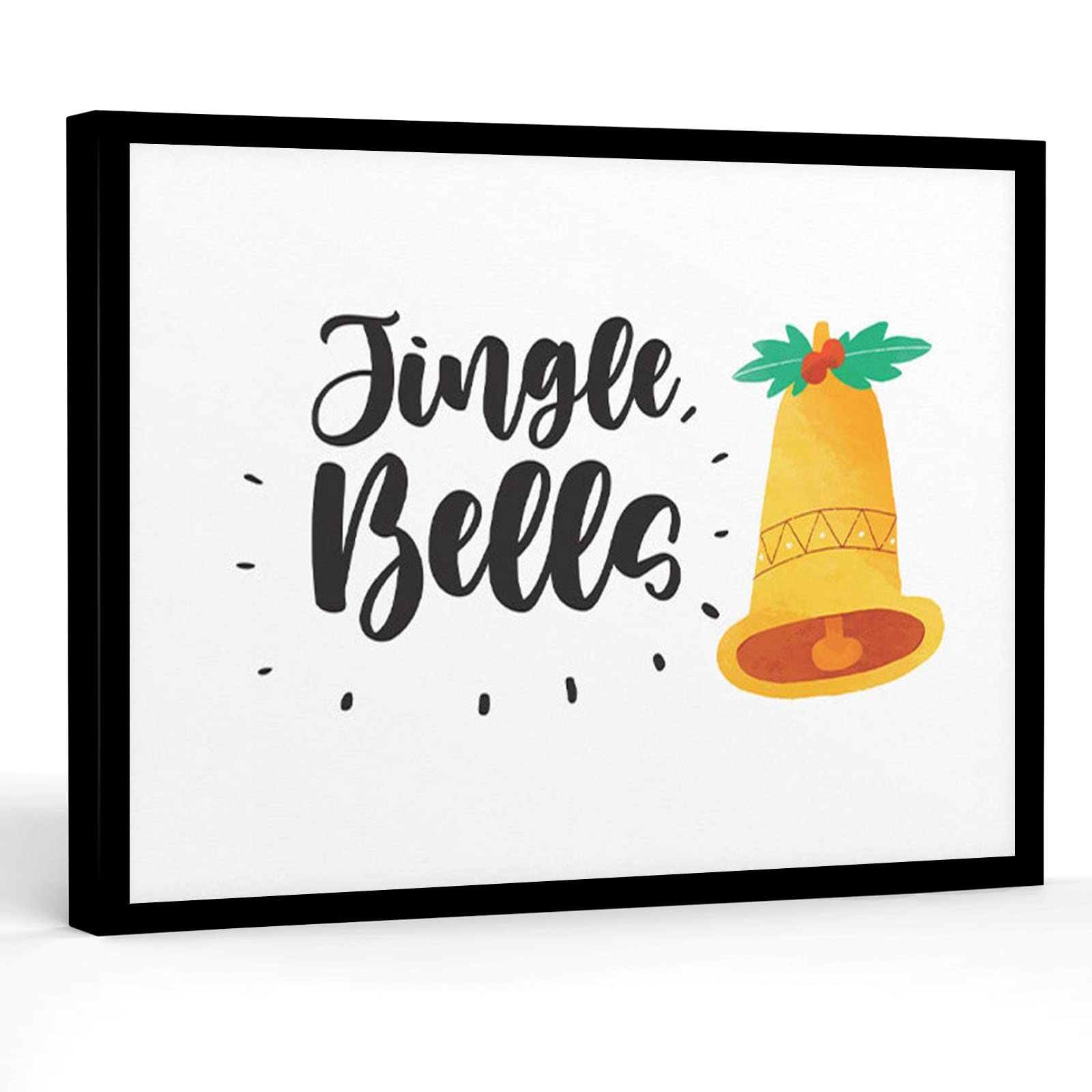 Jingle Bells Christmas Wall Art Print - 8x12 Inch UNFRAMED Canvas Holiday Decor for Bedroom, Living Room & Office - Festive Home Decor, White Wall Art for Seasonal Cheer