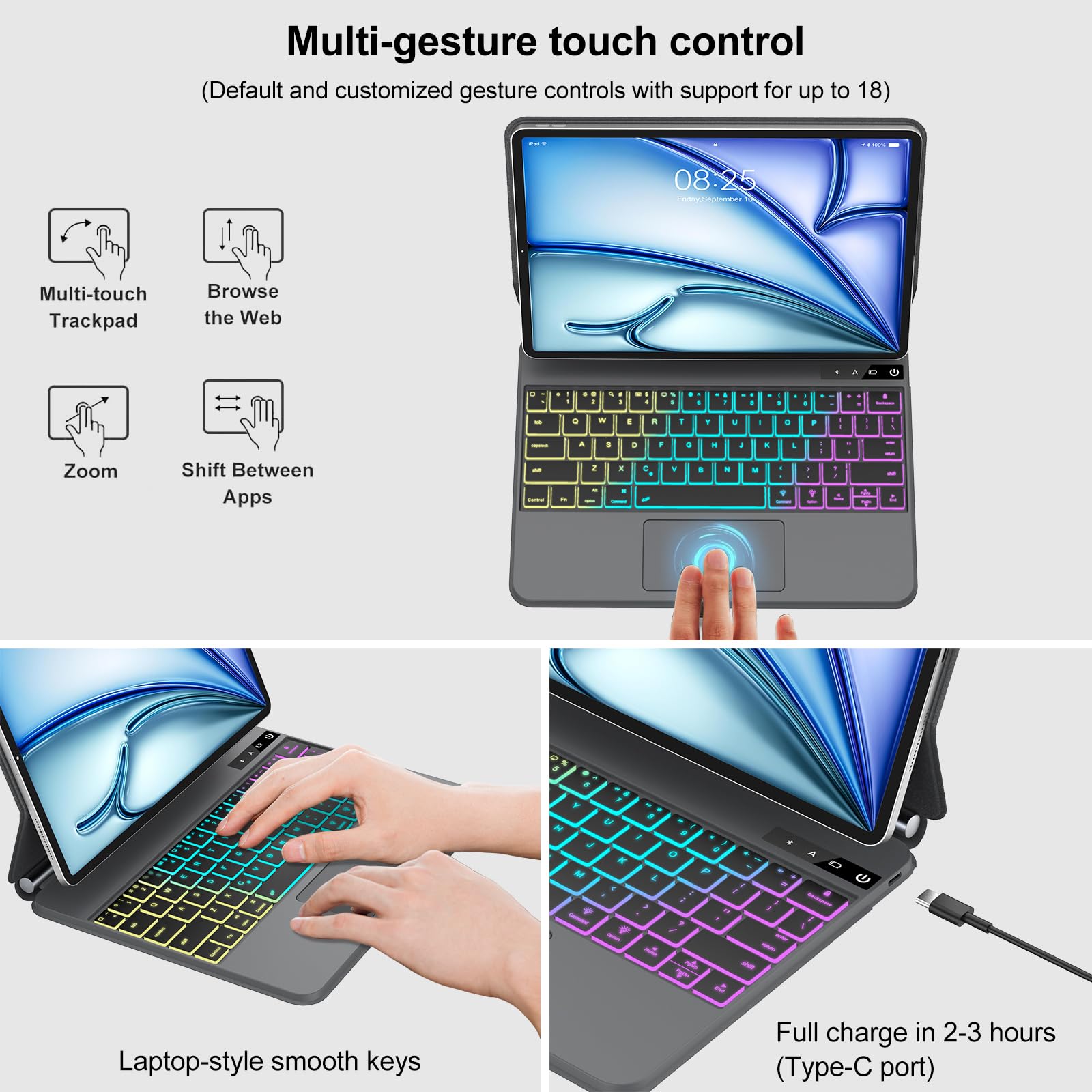 Magic Keyboard Case for iPad Air 13-inch (M2, 2024) & iPad Pro 12.9-inch (6th/5th/4th/3rd Gen) - Slim Magnetic Keyboard with Multi-Touch Trackpad, Floating Cantilever Stand & Rainbow Backlit Keys - Perfect for Work, Study & Creative Projects