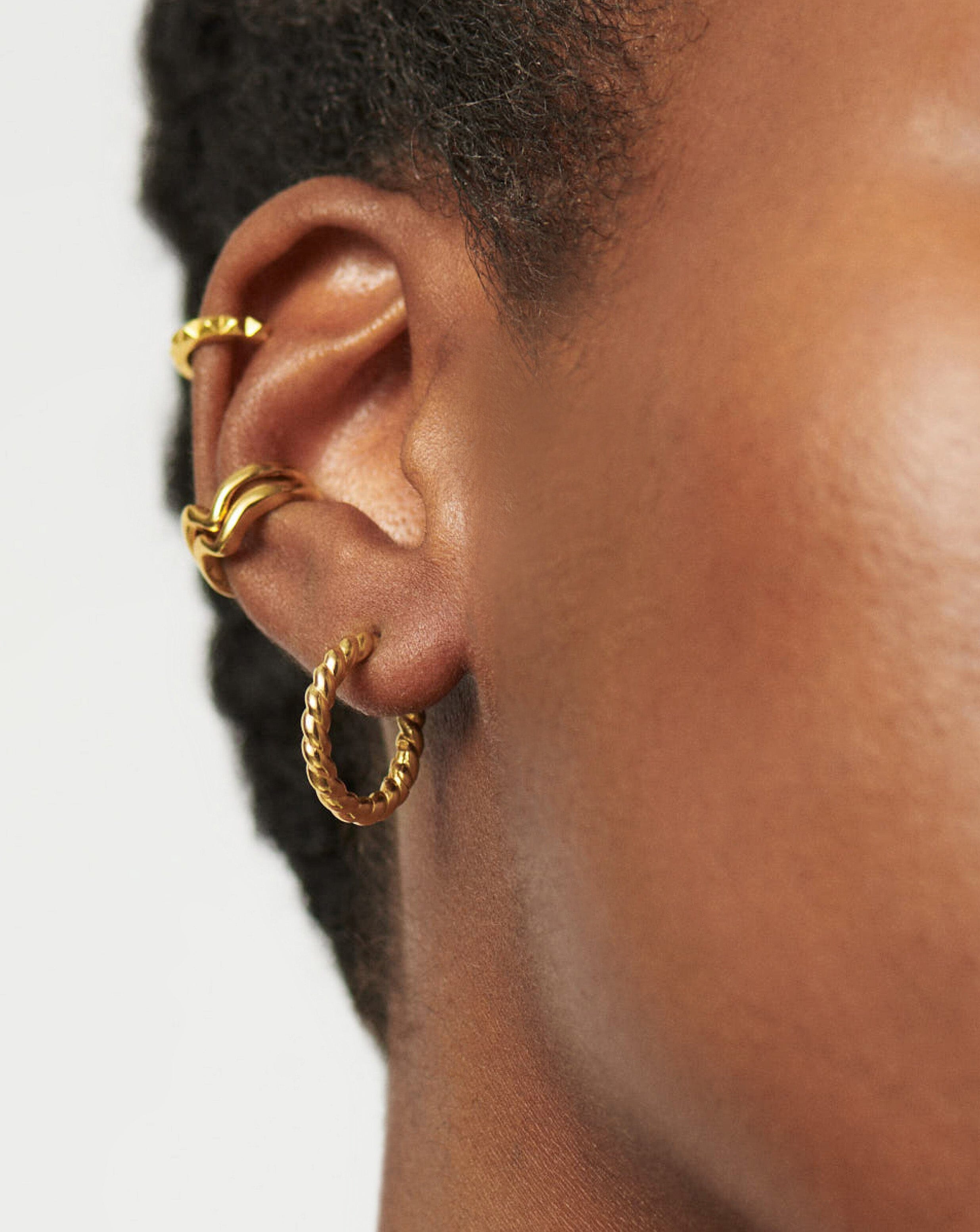 Twisted Helical Small Hoop Earrings - 18k Gold Vermeil Dainty Earrings for Women | Everyday Wear, Date Night & Special Occasions