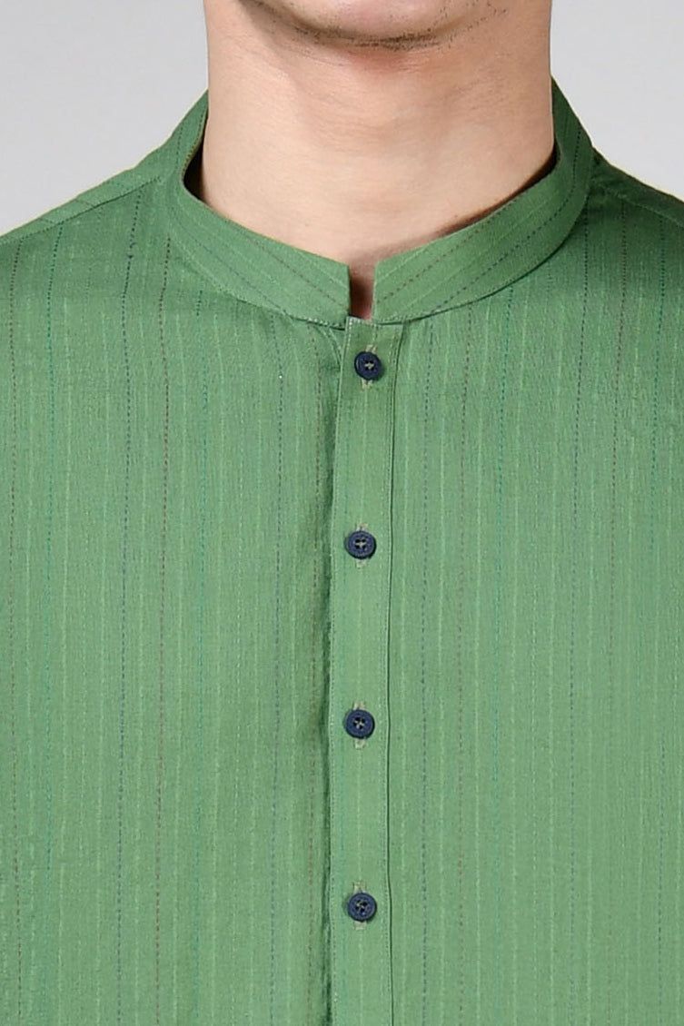 Premium Cotton Green Kurta by J. Junaid Jamshed | Traditional Pakistani Embroidered Tunic | Perfect for Eid, Weddings & Casual Wear