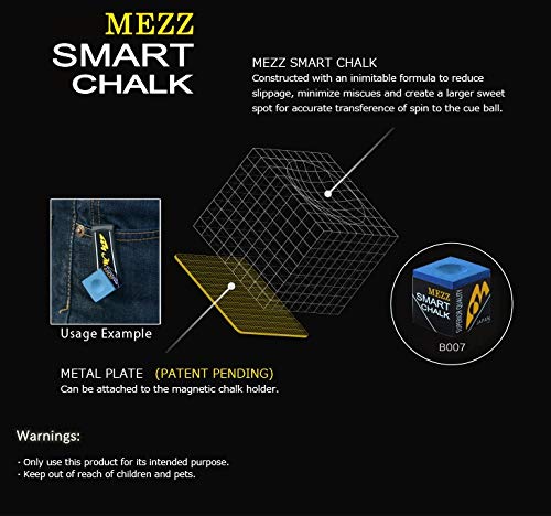 Premium Mezz Smart Pool Cue Billiard Chalk - Blue (1 Piece) - Professional Snooker & Pool Accessories for Enhanced Grip & Precision Shots