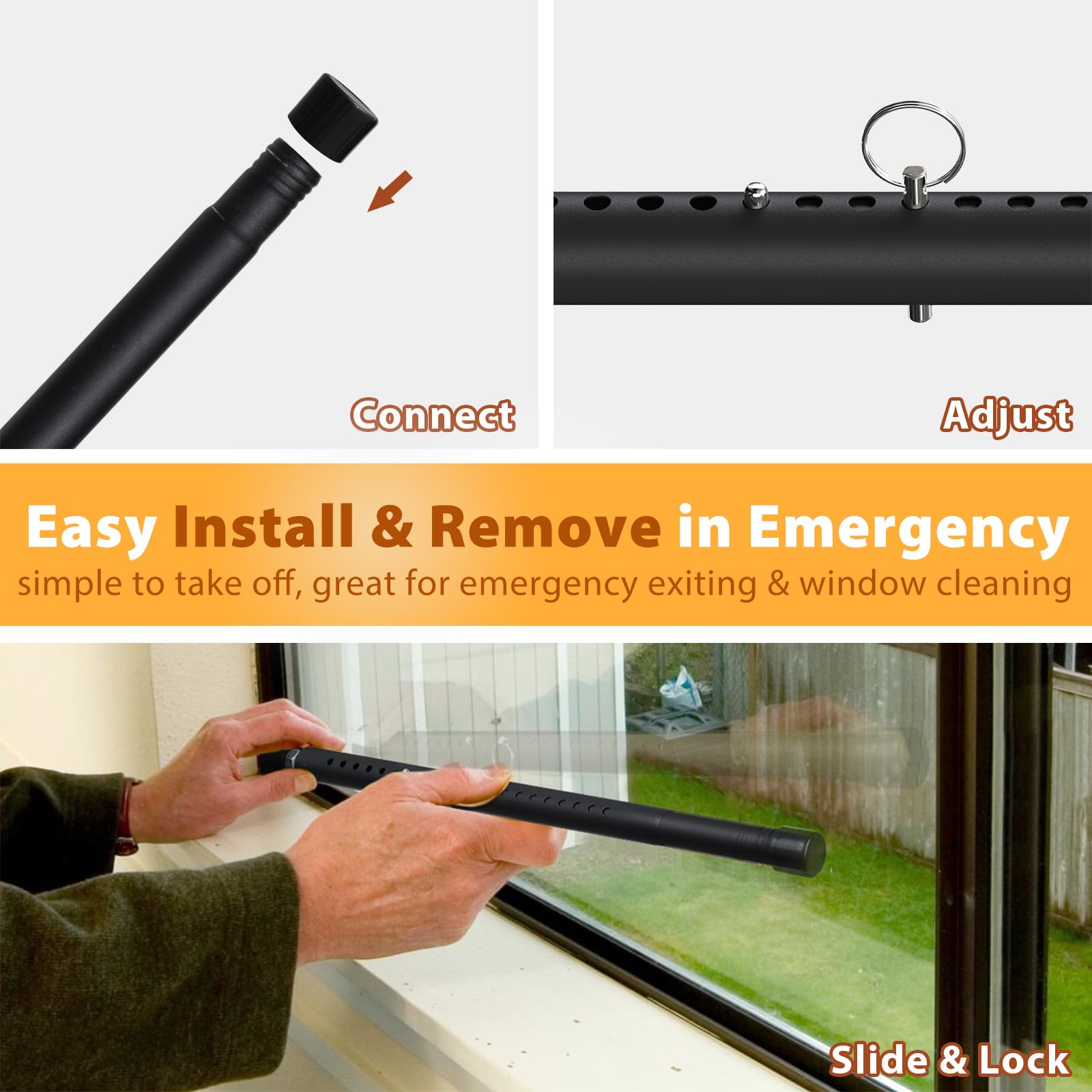 Adjustable Sliding Door Security Bar 18