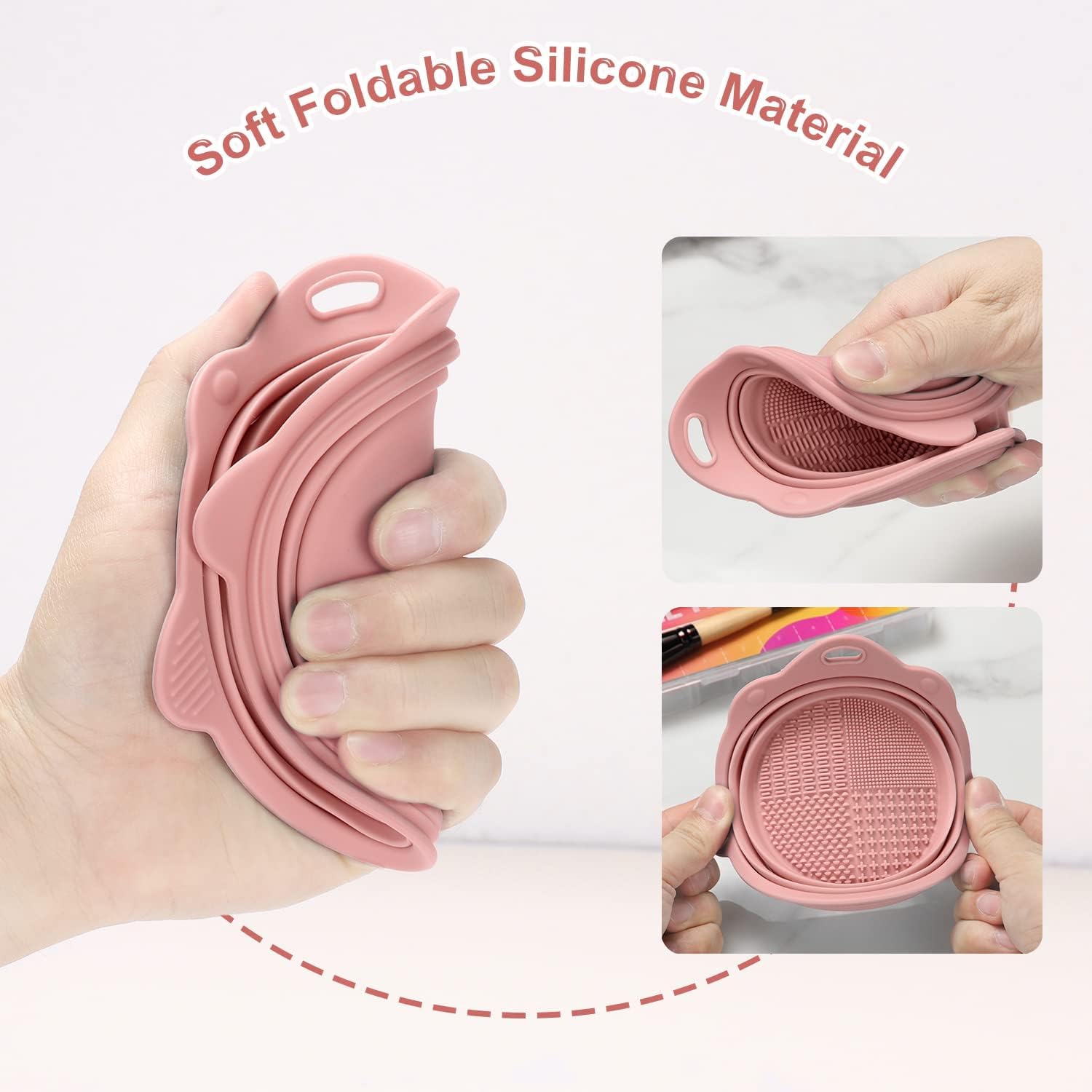 Portable Silicone Makeup Brush Cleaner Bowl - Easy Washing Tool for Brushes & Sponges | Travel & Home Use