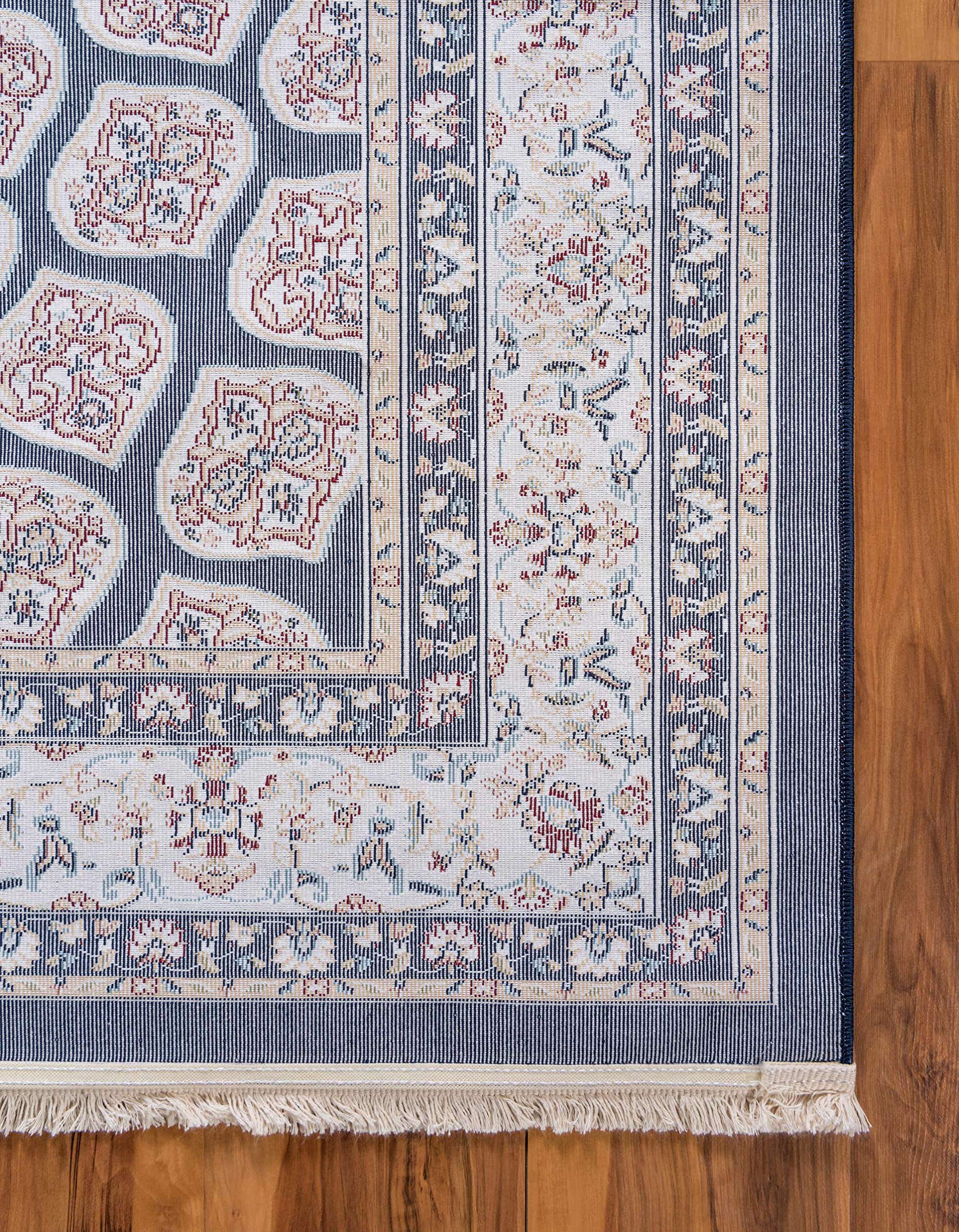 Unique Loom Narenj Collection Classic Traditional Textured Medallion Pattern Area Rug - 8' x 10' Rectangle Navy Blue/Beige - Perfect for Living Room, Bedroom & Home Decor